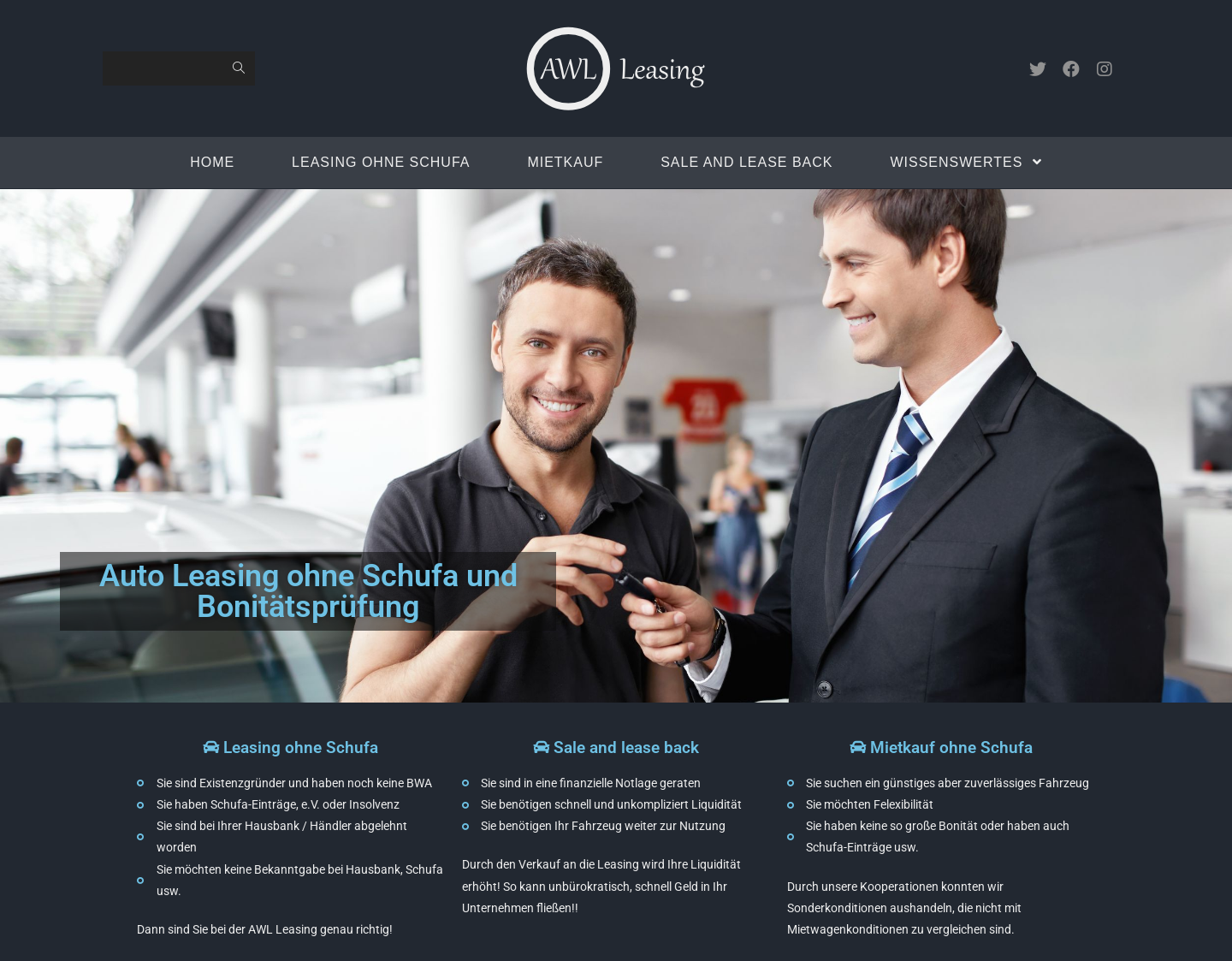 Aktuelle Website-Vorschau von KFZ Leasing ohne Schufa und Auskunft