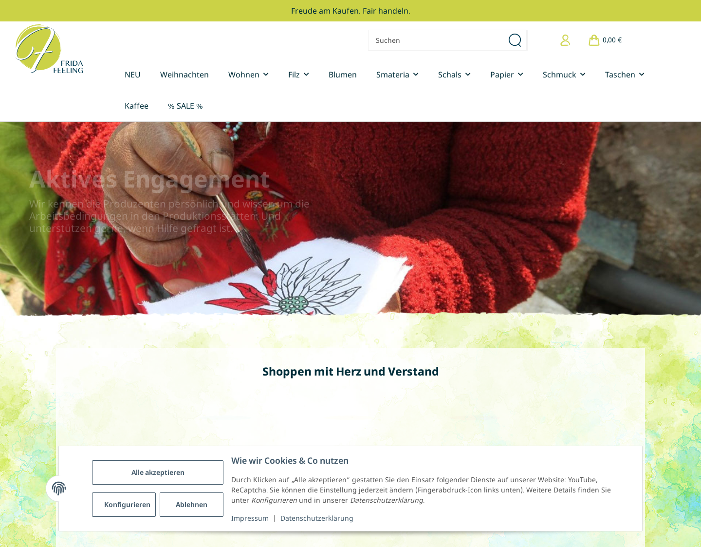 Aktuelle Website-Vorschau von Fridafeeling - Der Fairtrade Shop