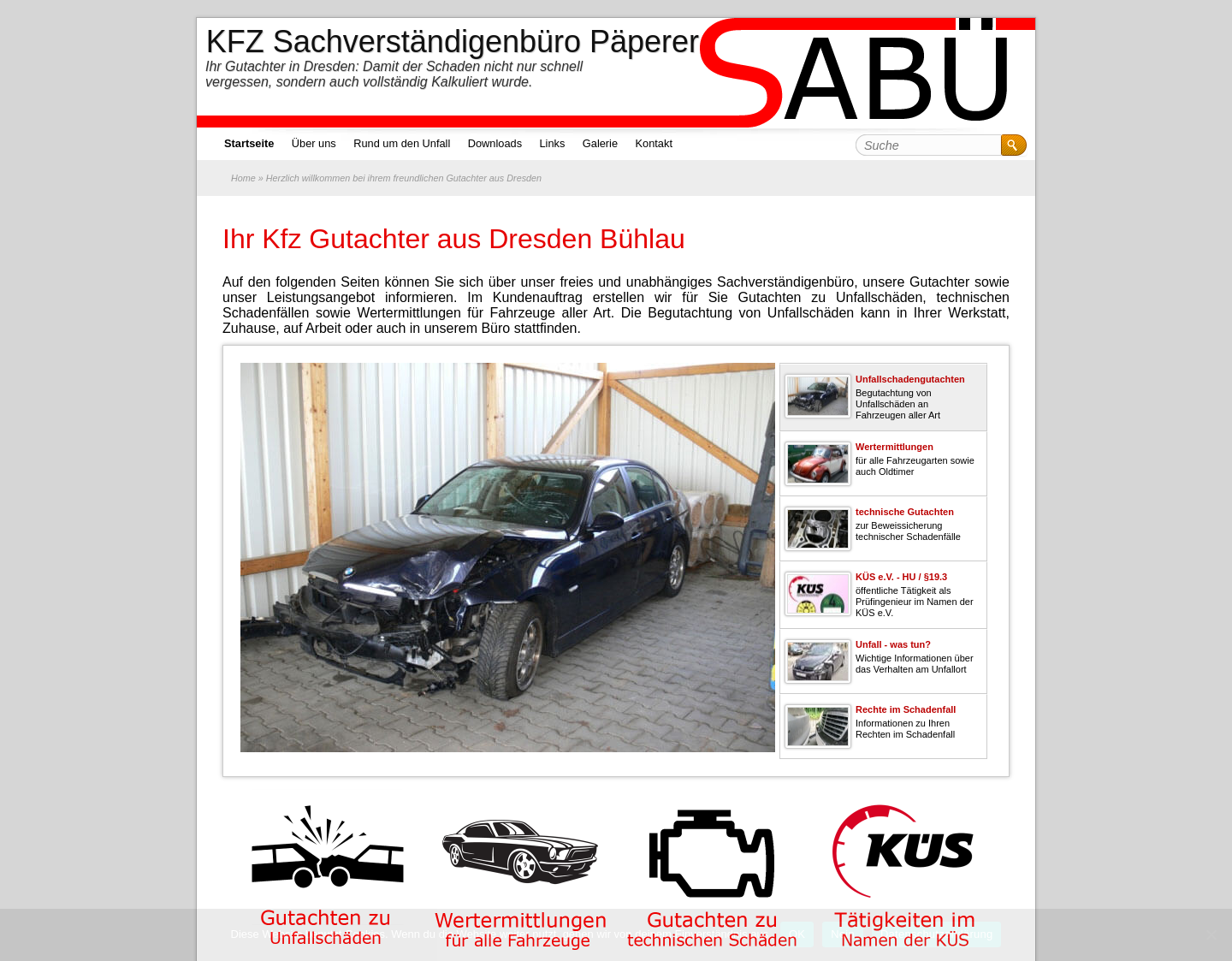 Aktuelle Website-Vorschau von KFZ Sachverständigenbüro Päperer