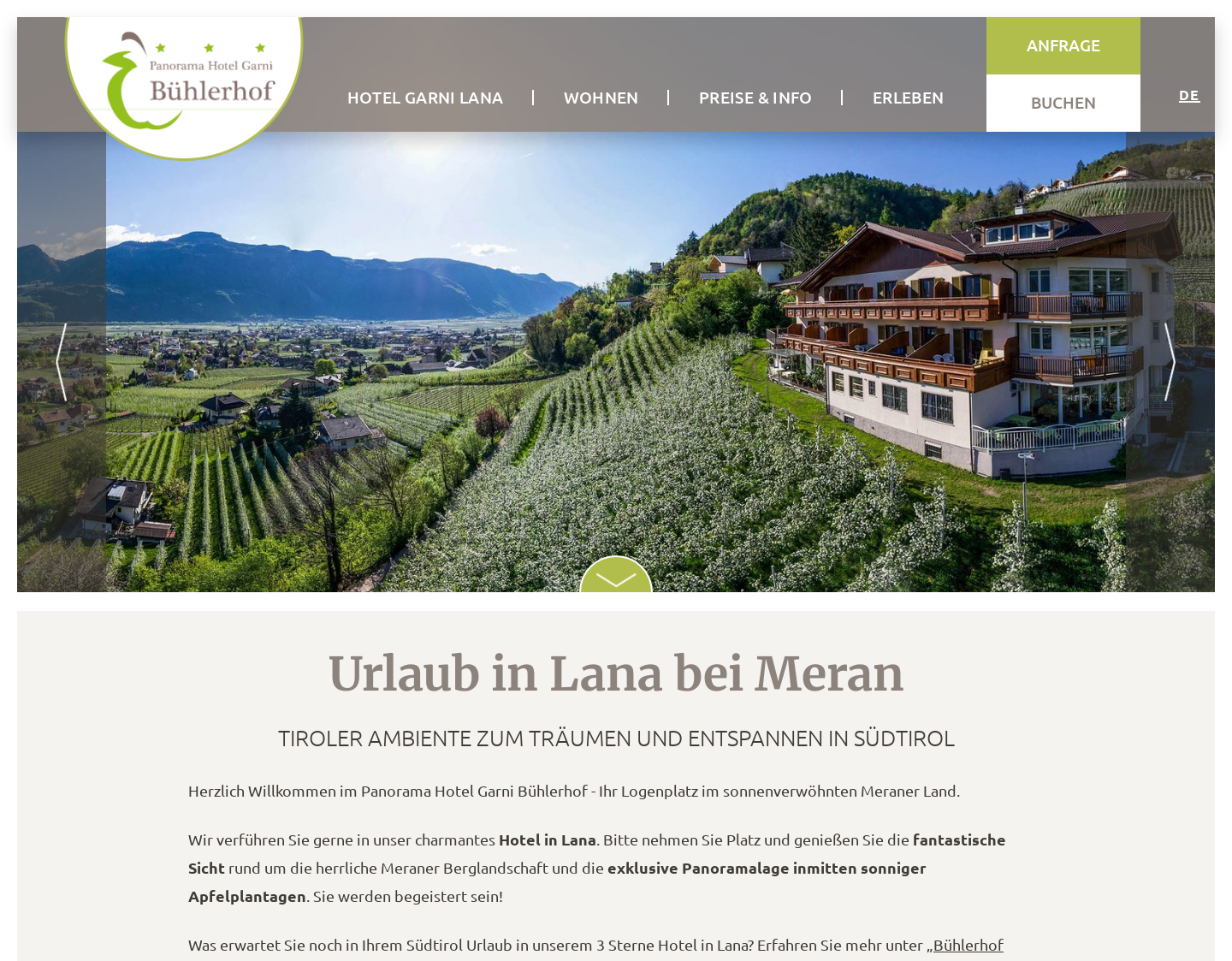 Aktuelle Website-Vorschau von Hotel in Lana bei Meran Südtirol Italien