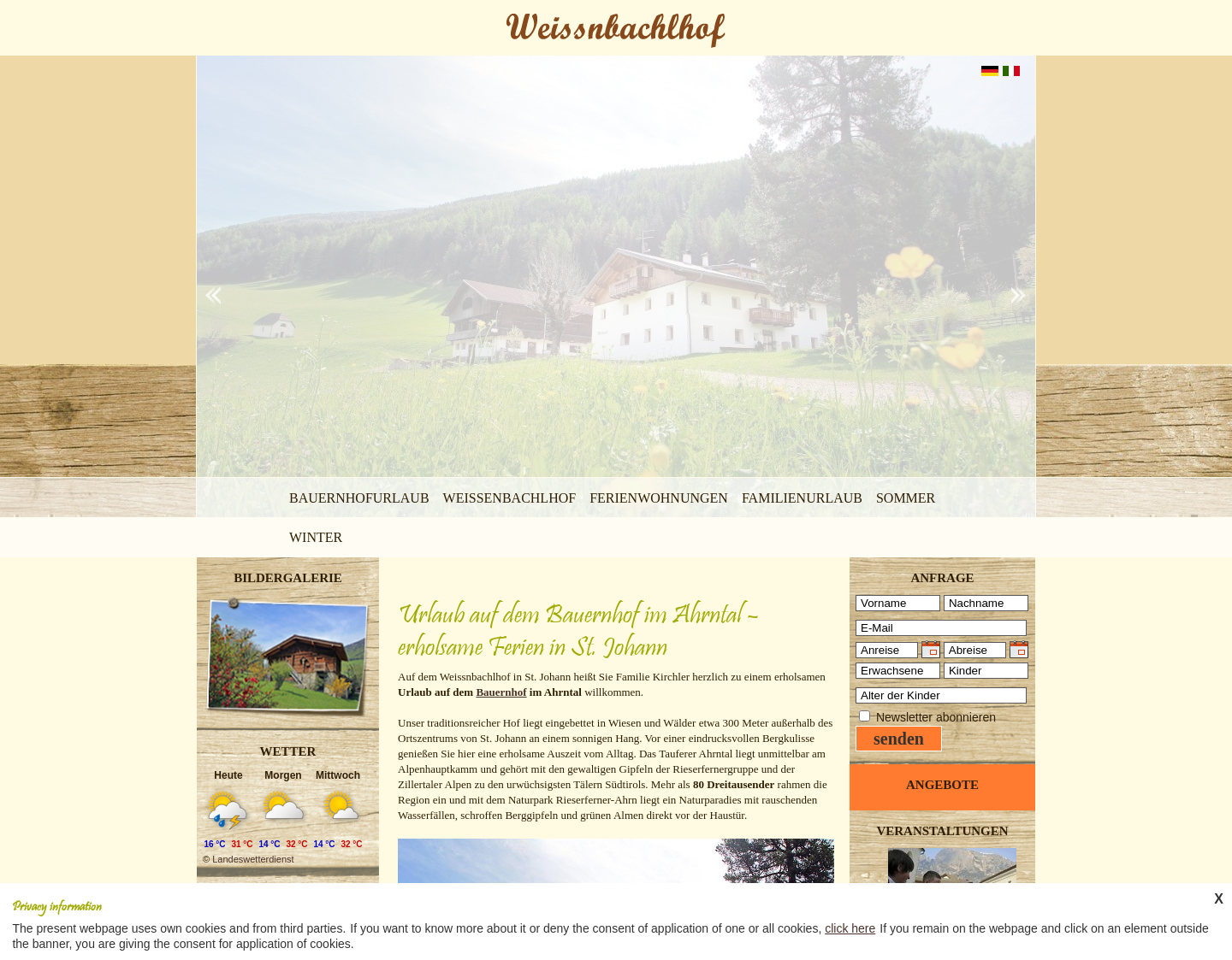 Aktuelle Website-Vorschau von Urlaub am Weissenbachlhof