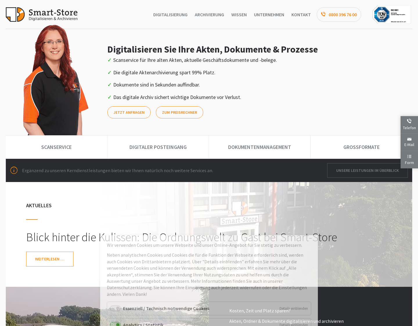 Aktuelle Website-Vorschau von Smart Store ? Akten digitalisieren