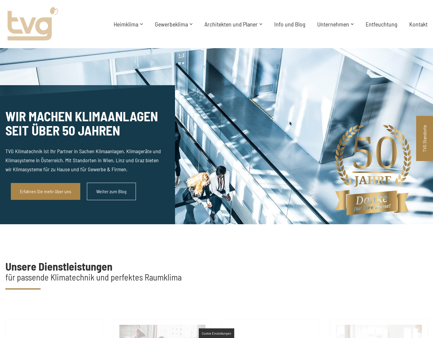 Aktuelle Website-Vorschau von TVG Klimaanlagen & Klimageräte und Hitachi