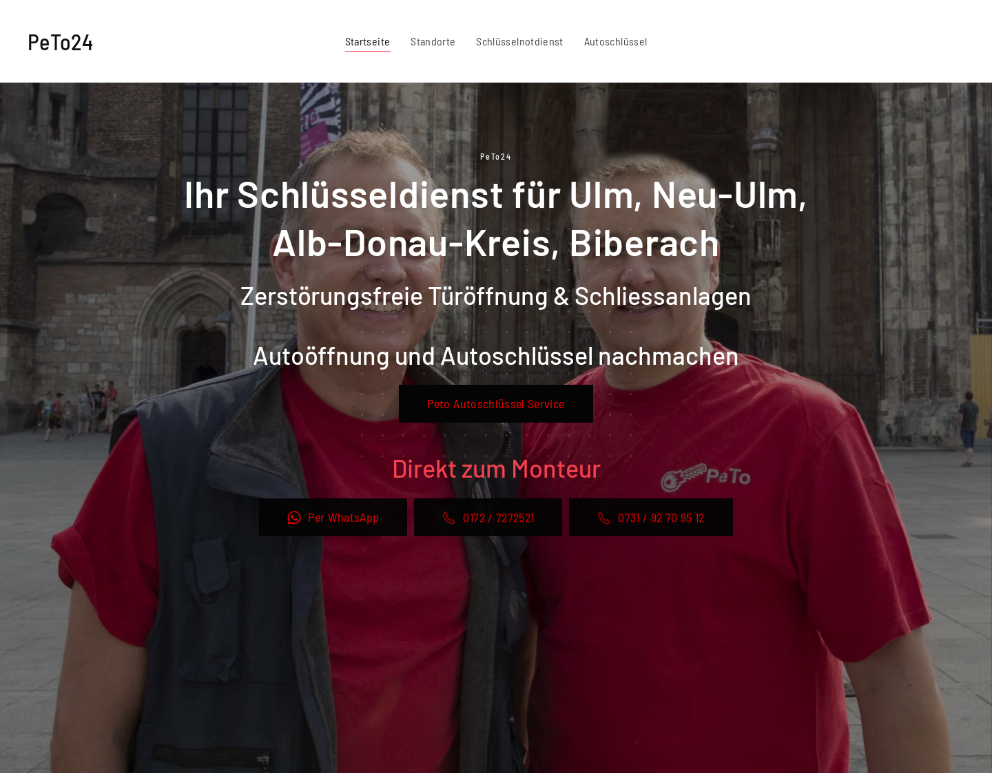 Aktuelle Website-Vorschau von Schlüsseldienst PeTo24