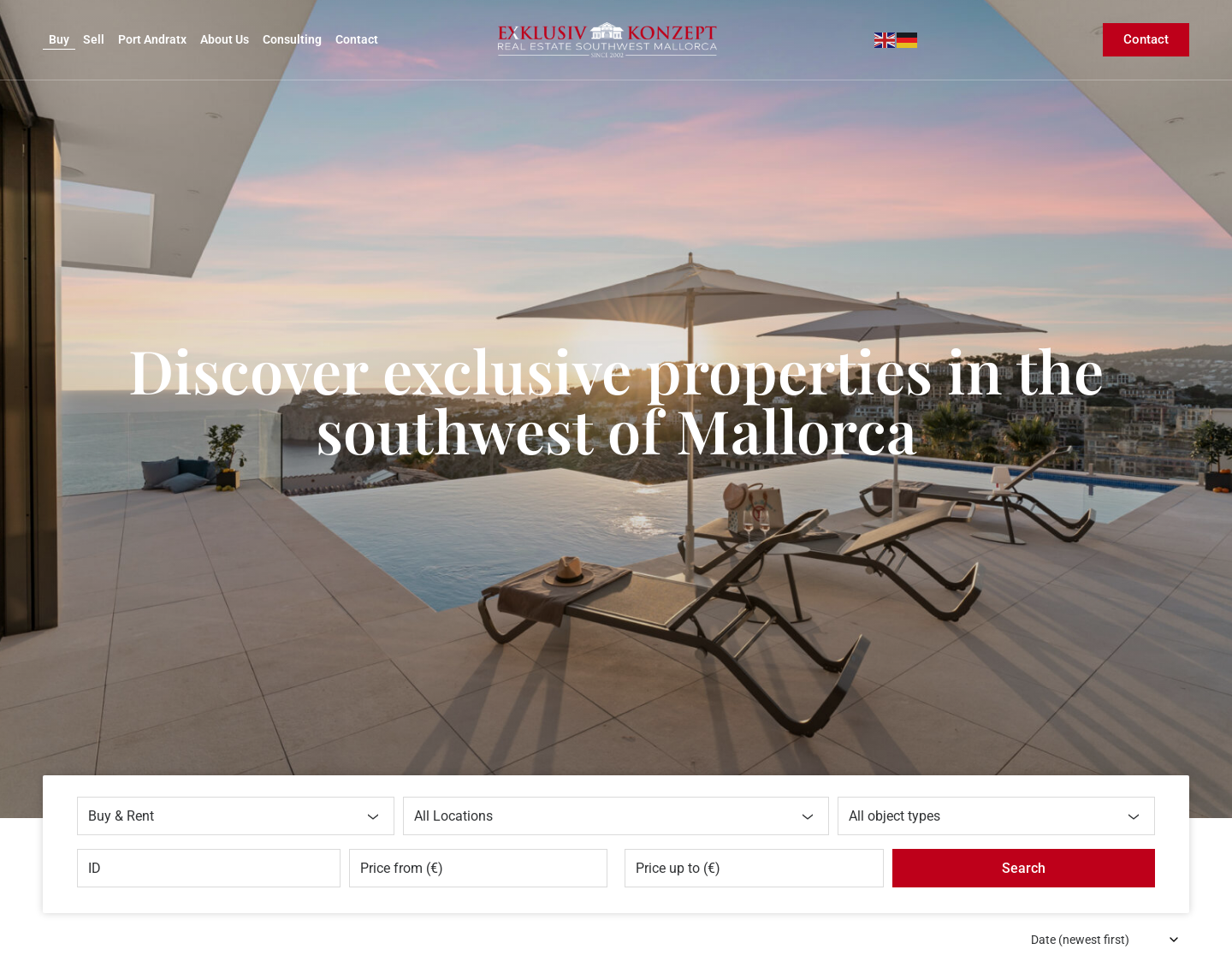 Aktuelle Website-Vorschau von Immobilien Port Andratx