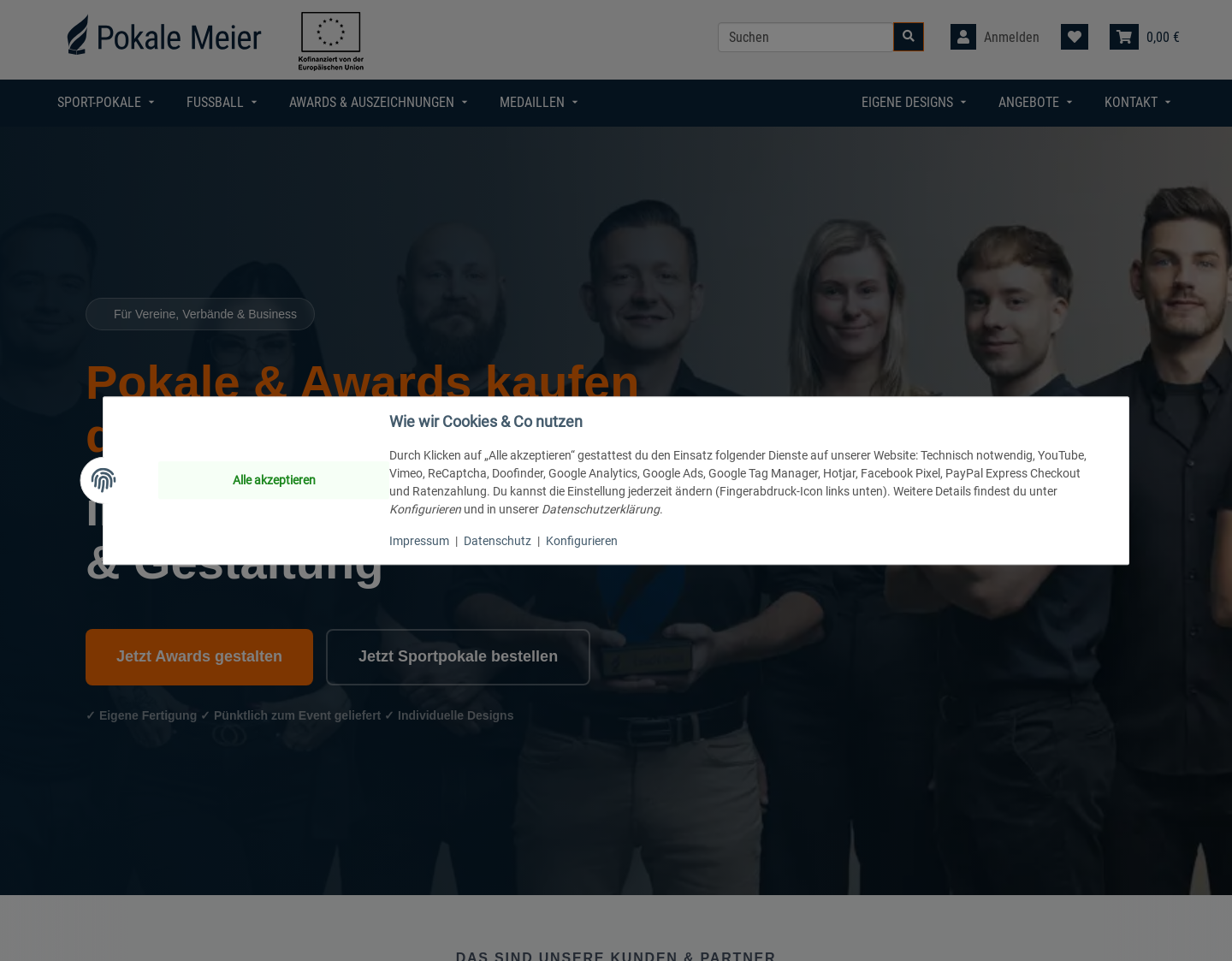 Aktuelle Website-Vorschau von Pokale-Meier - Online-Profi für Pokale