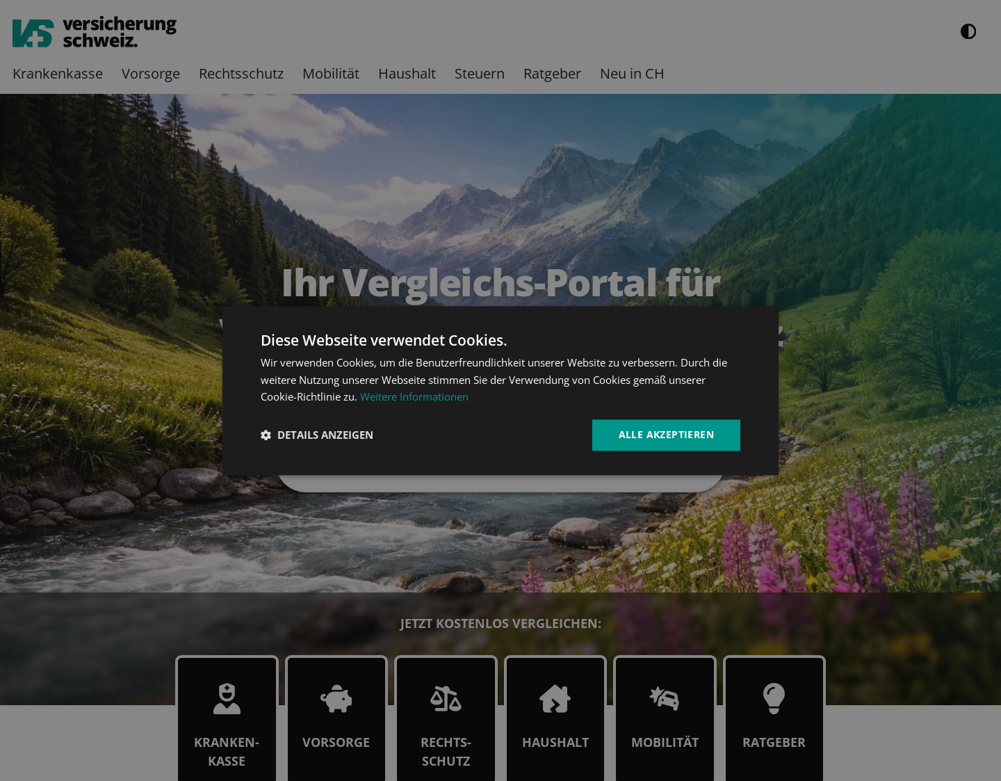 Aktuelle Website-Vorschau von Alles über Schweizer Versicherungen