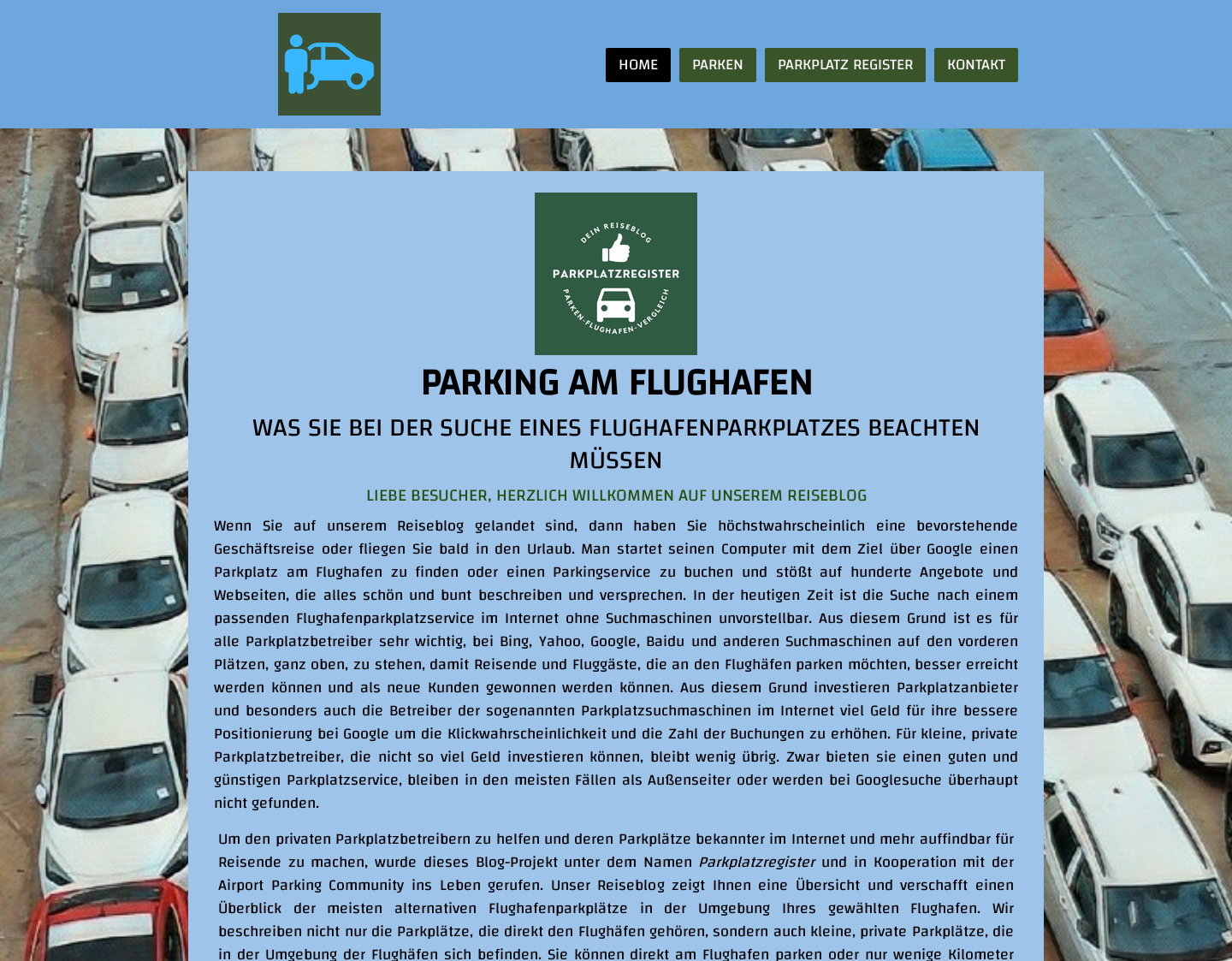 Aktuelle Website-Vorschau von Parken Flughafen Vergleich