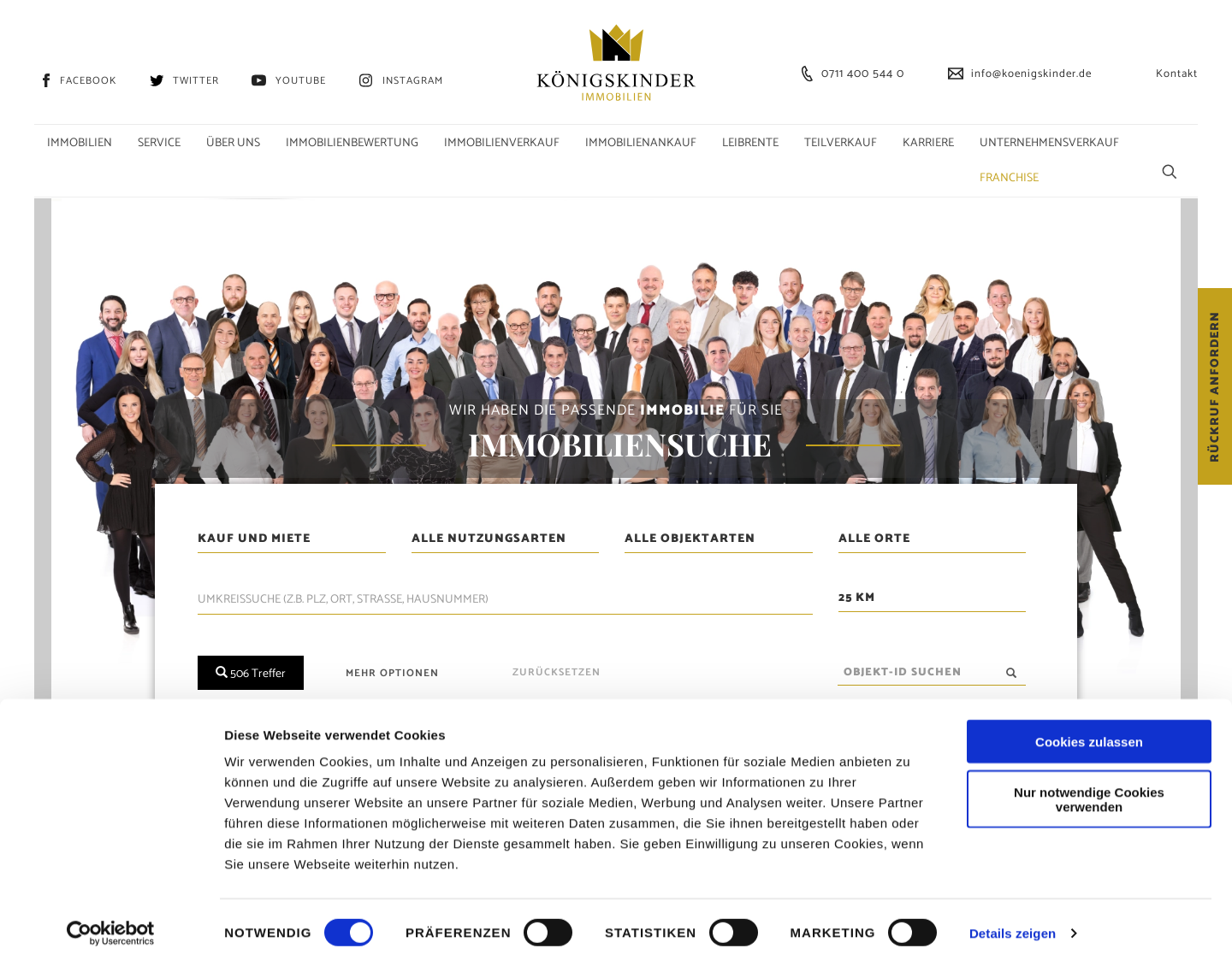 Aktuelle Website-Vorschau von Königskinder Immobilien GmbH