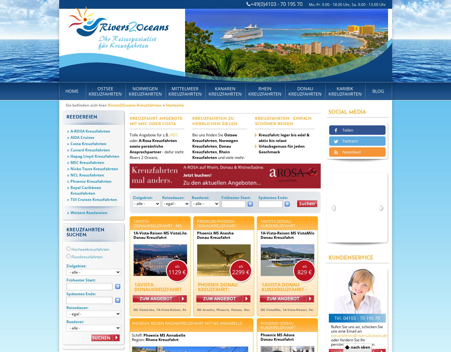 Aktuelle Website-Vorschau von Die Kreuzfahrt auf der Elbe