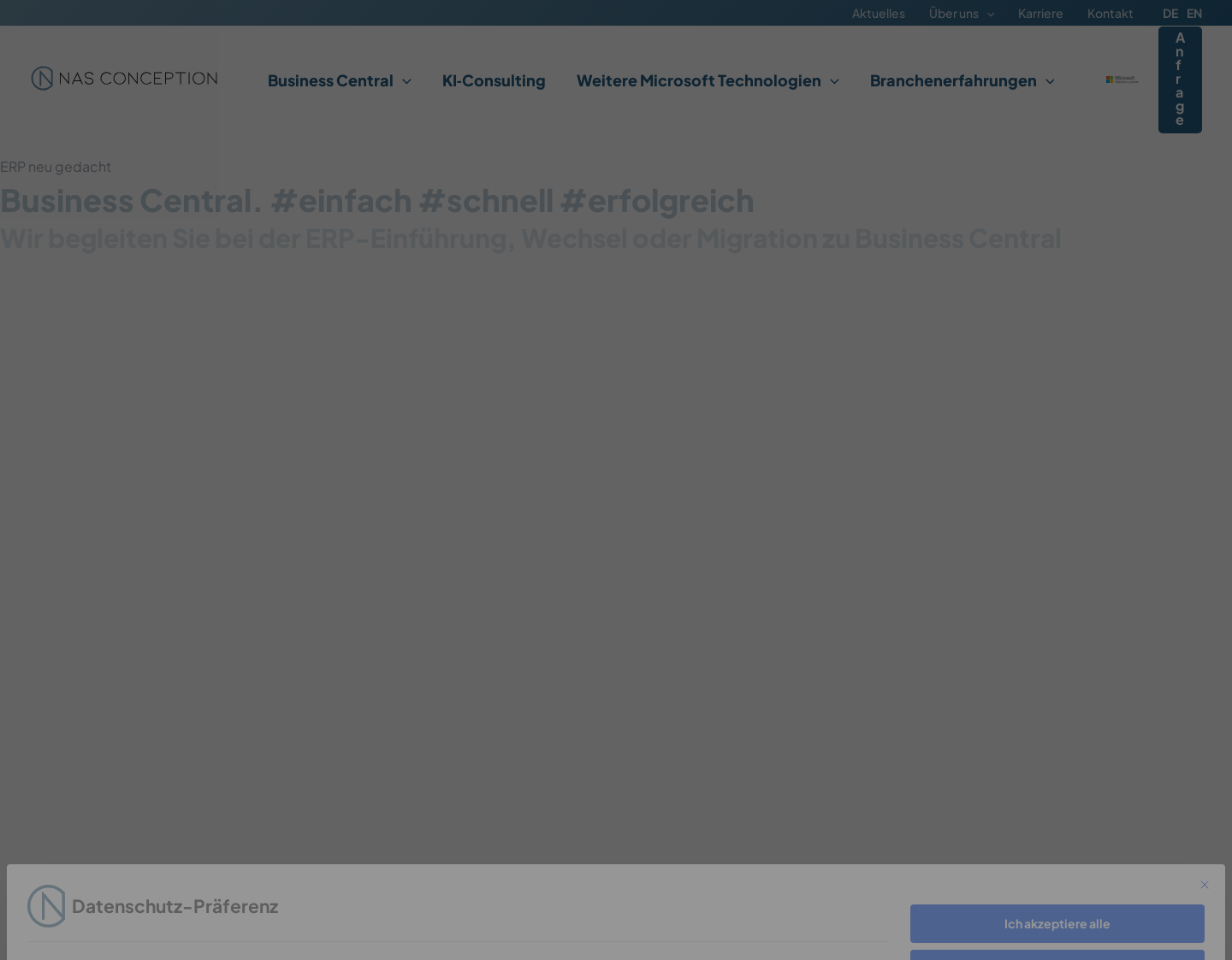 Aktuelle Website-Vorschau von NAS Conception GmbH - Partner für Digitalisierung