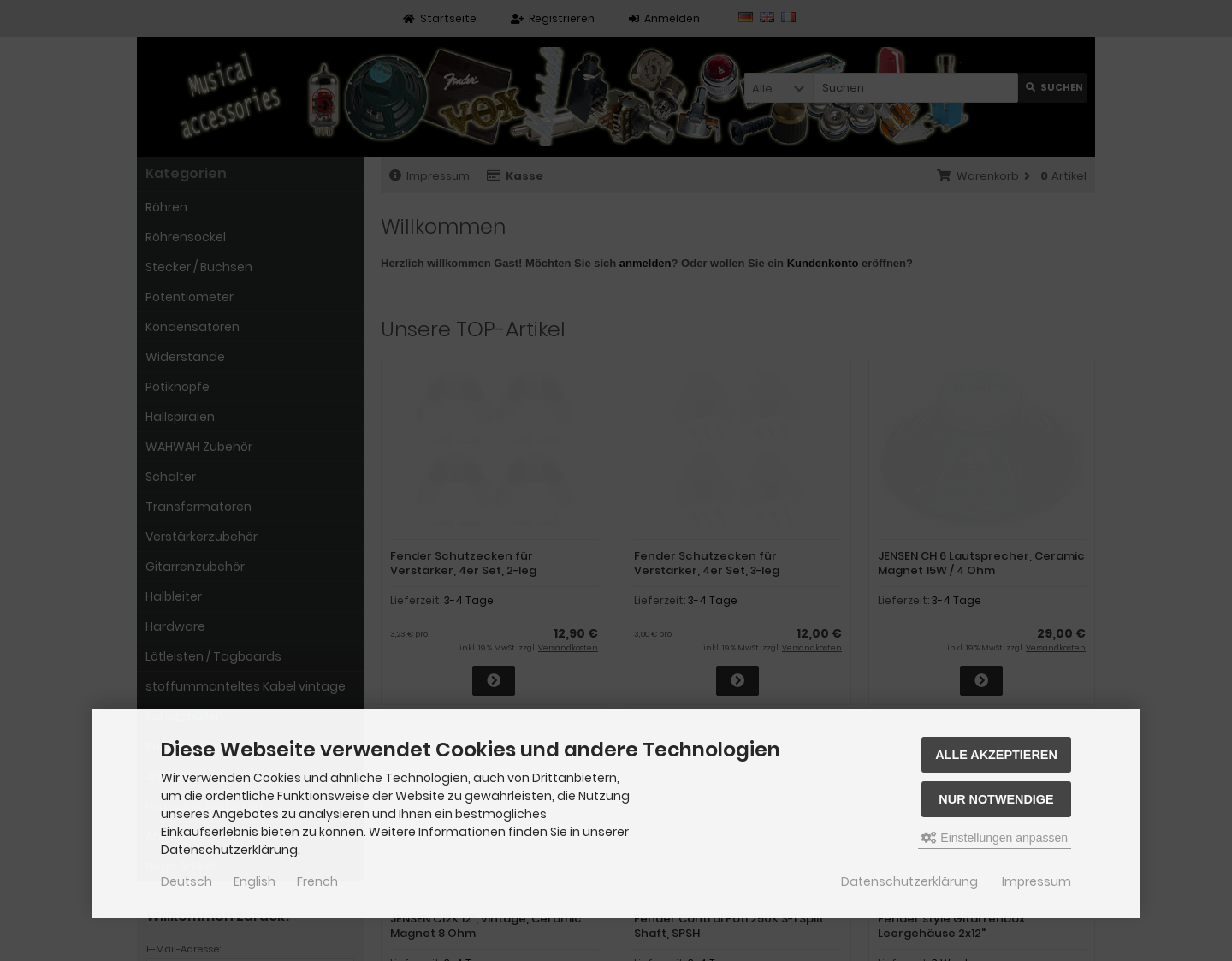 Aktuelle Website-Vorschau von Musikalienzubehör