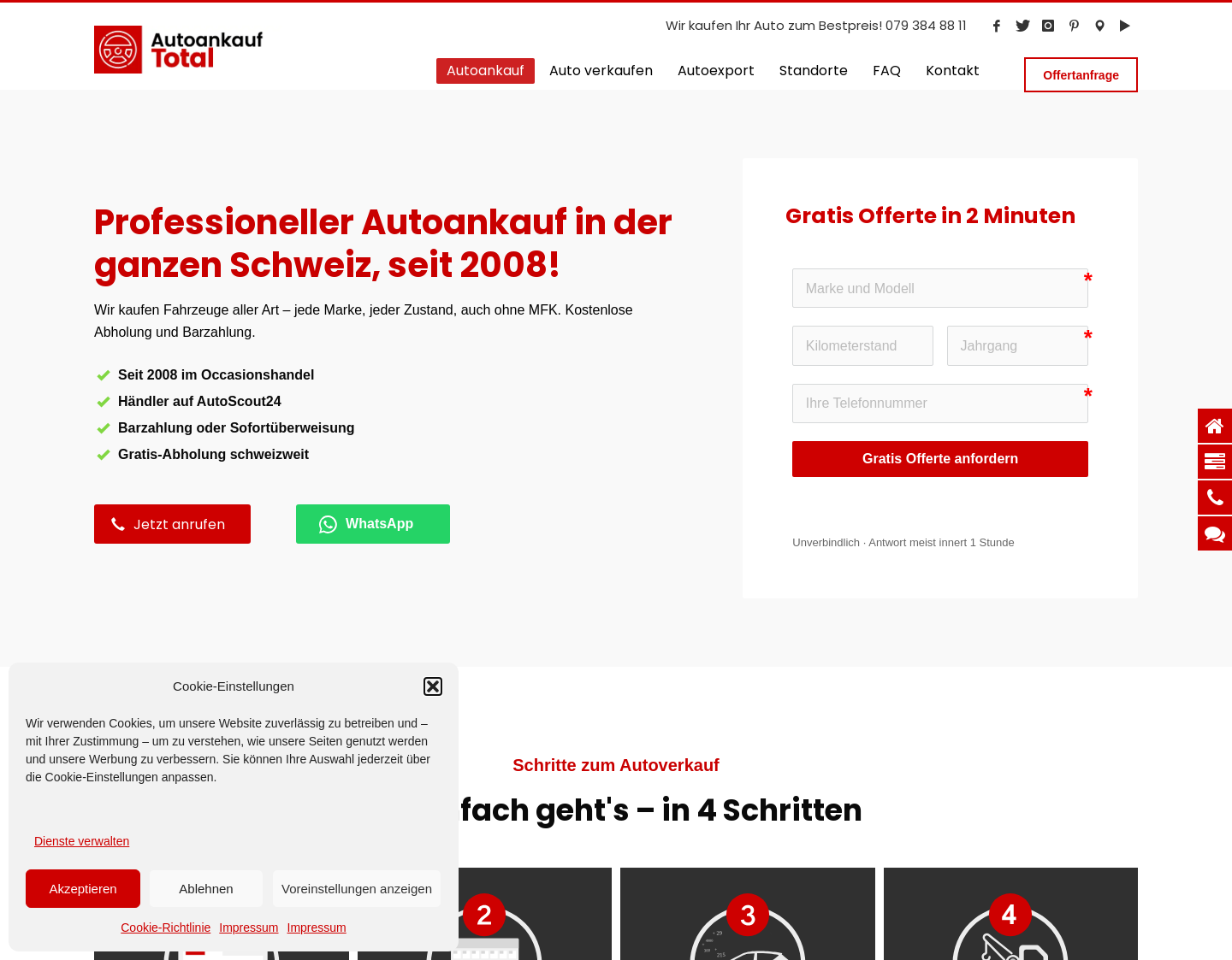 Aktuelle Website-Vorschau von Autoankauf Total Schweiz