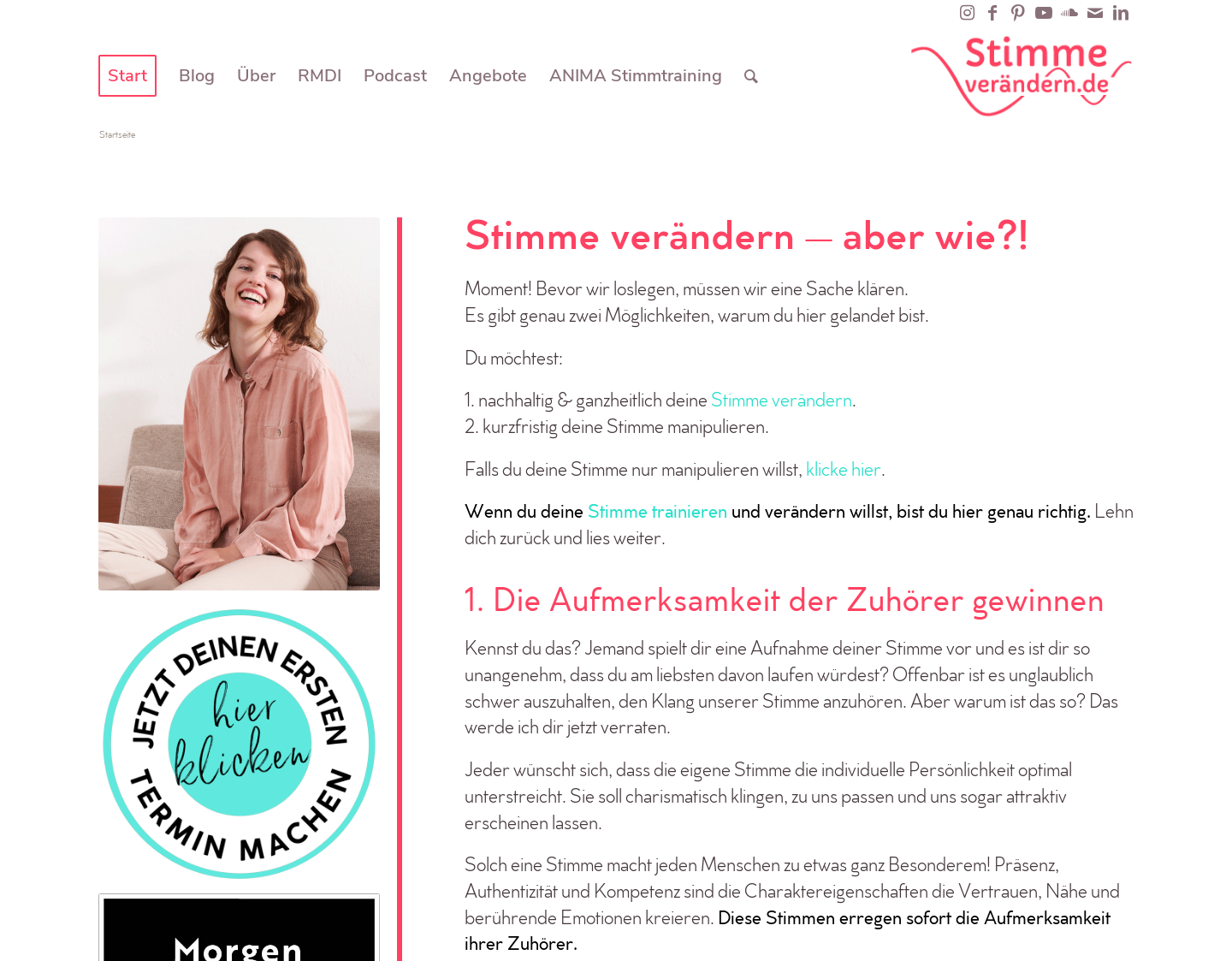 Aktuelle Website-Vorschau von Stimme trainieren - Stimme verändern