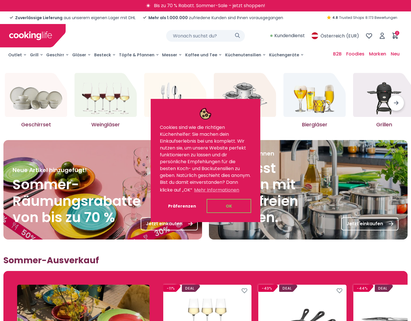Aktuelle Website-Vorschau von Cookinglife