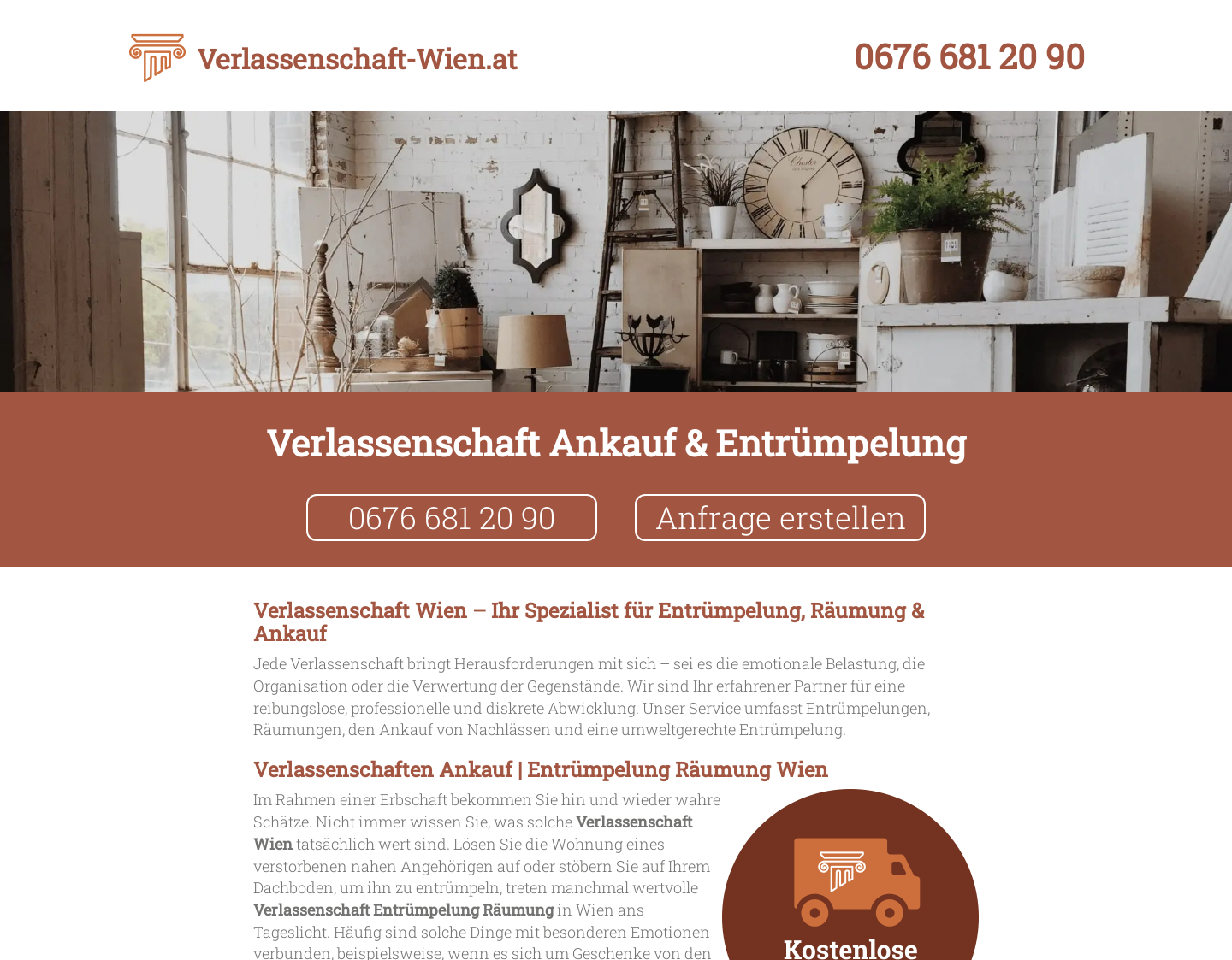 Aktuelle Website-Vorschau von Verlassenschaft Ankauf Wien - Entrümpelung Wien