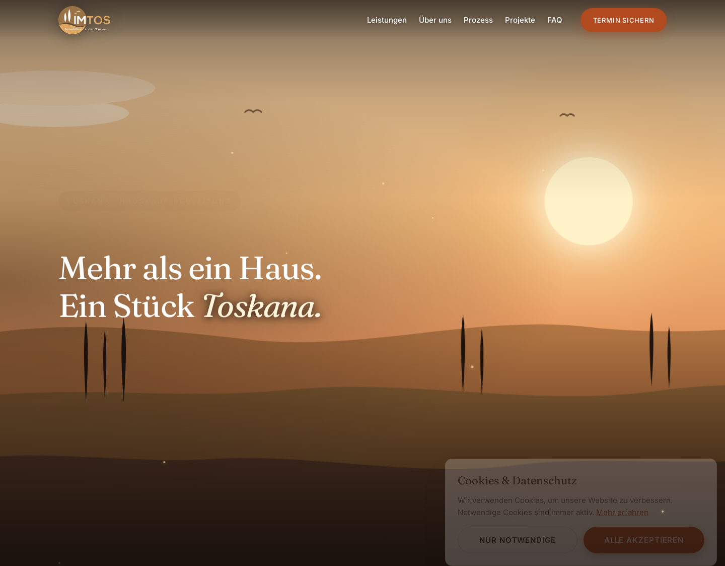 Aktuelle Website-Vorschau von Immobilien in der Toskana