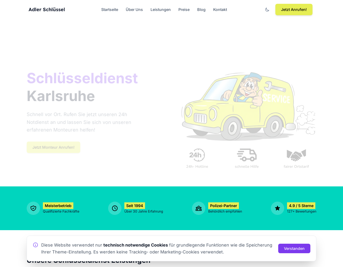 Aktuelle Website-Vorschau von Schlüssel- & Sicherheitstechnik Adler