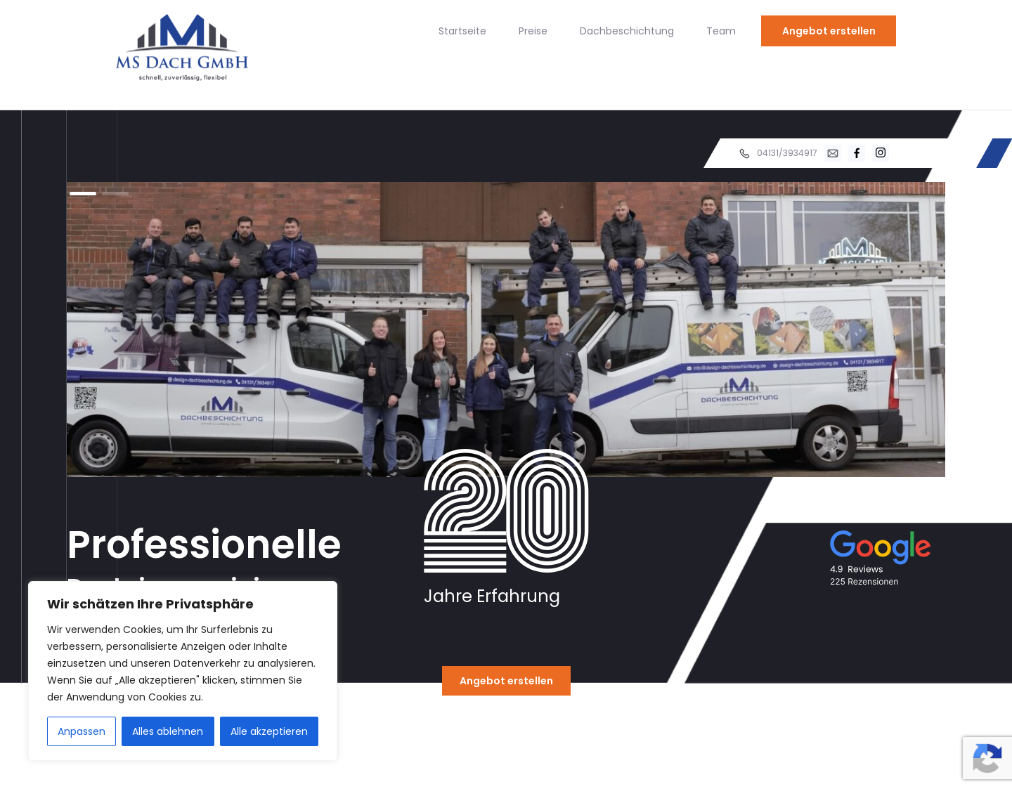 Aktuelle Website-Vorschau von Dachrinnenreinigung und Montage