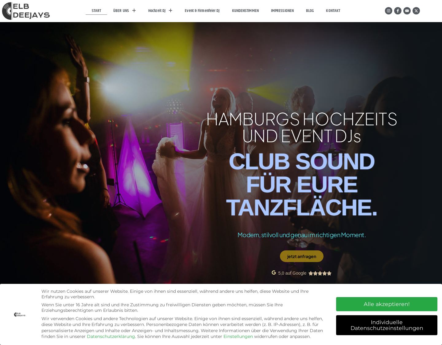 Aktuelle Website-Vorschau von Niveauvolle DJs für Ihre Hochzeit in Hamburg