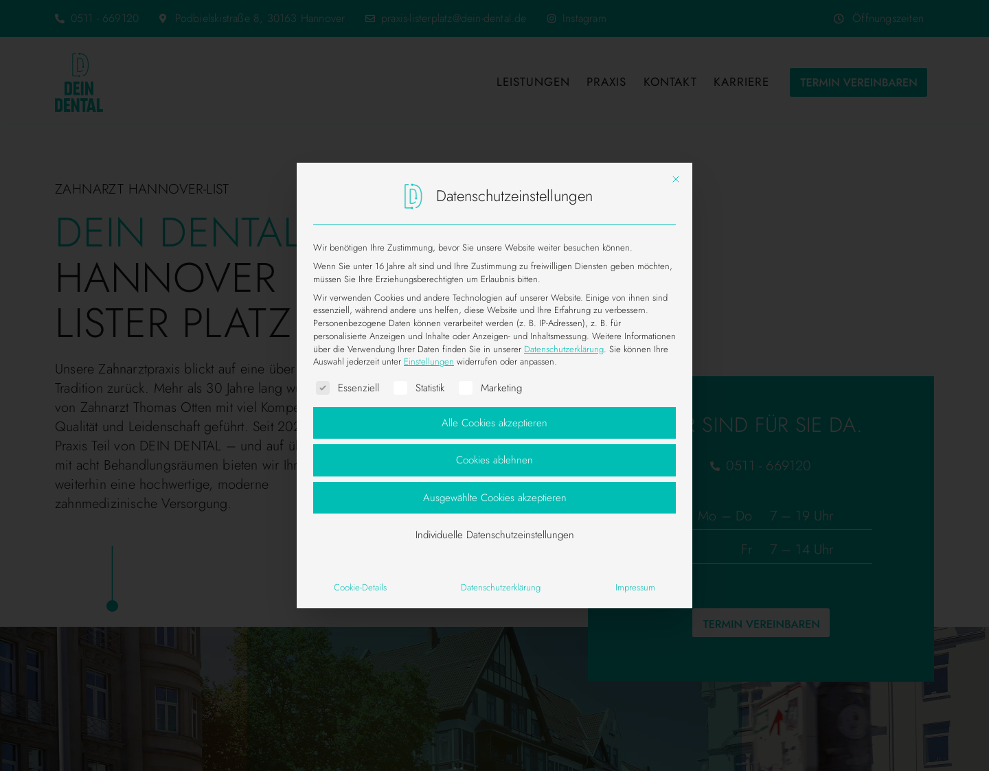 Aktuelle Website-Vorschau von Zahnärzte am Lister Platz