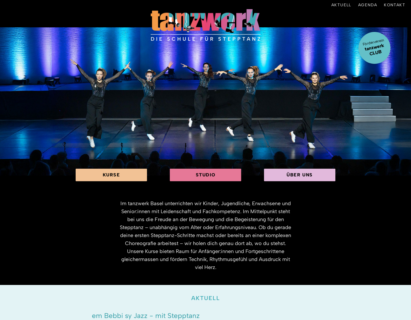 Aktuelle Website-Vorschau von Tanzwerk, die Schule für Steptanz