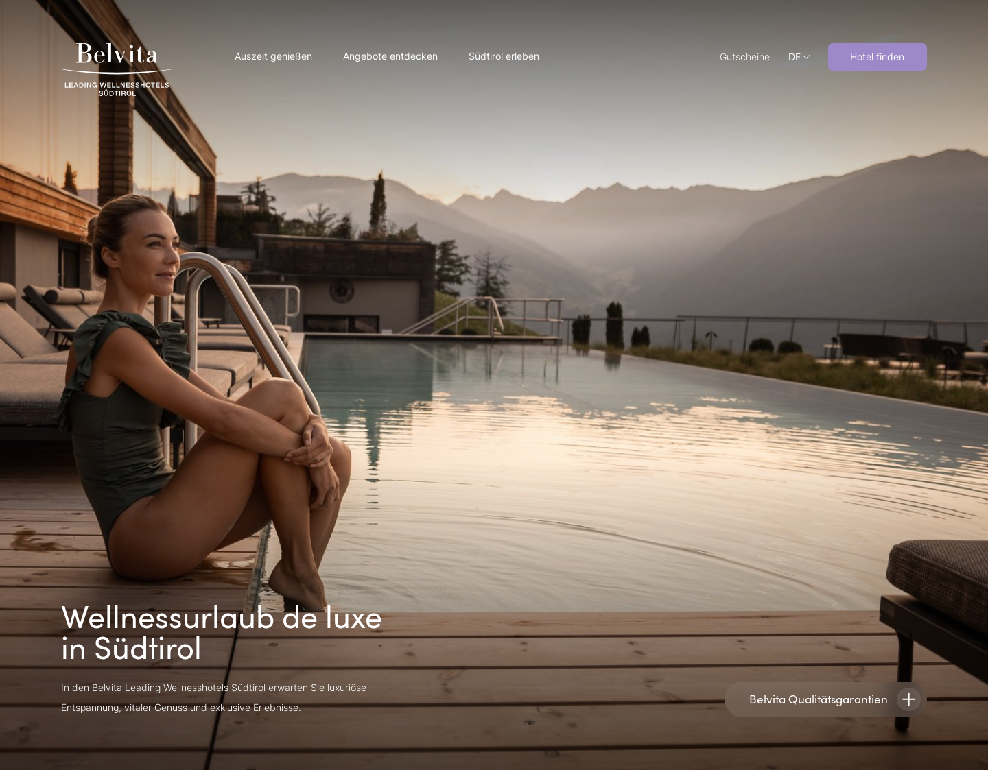Aktuelle Website-Vorschau von Wellness erster Klasse in den Hotels Südtirol