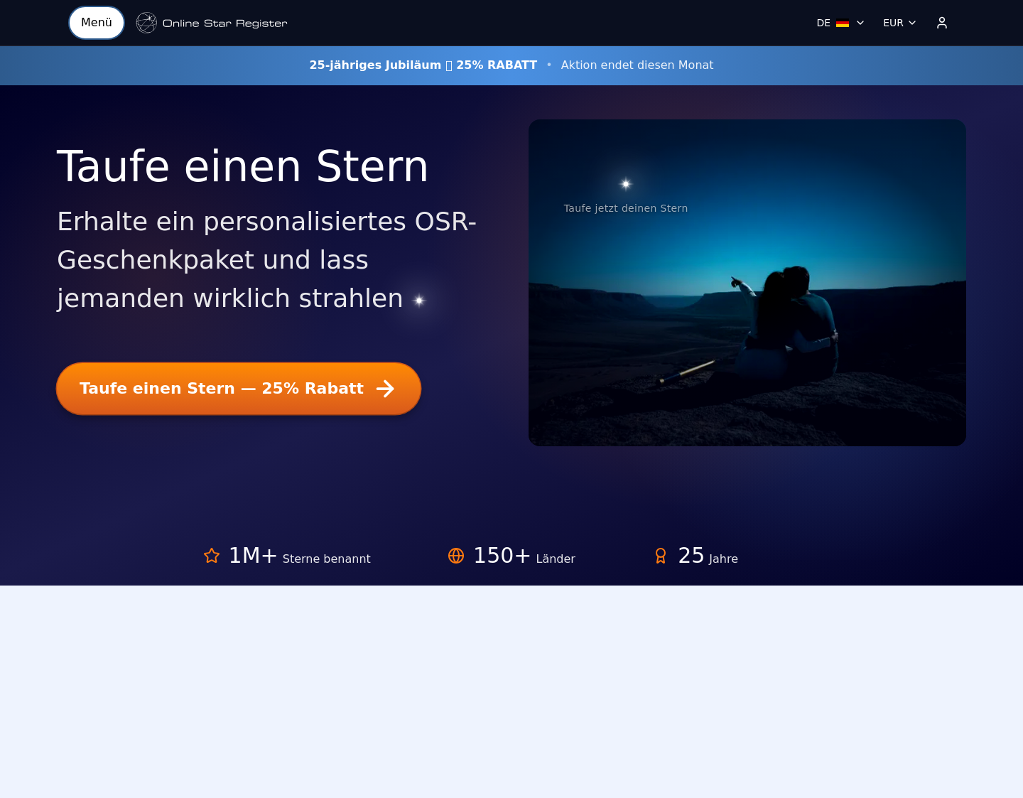 Aktuelle Website-Vorschau von Online Star Register