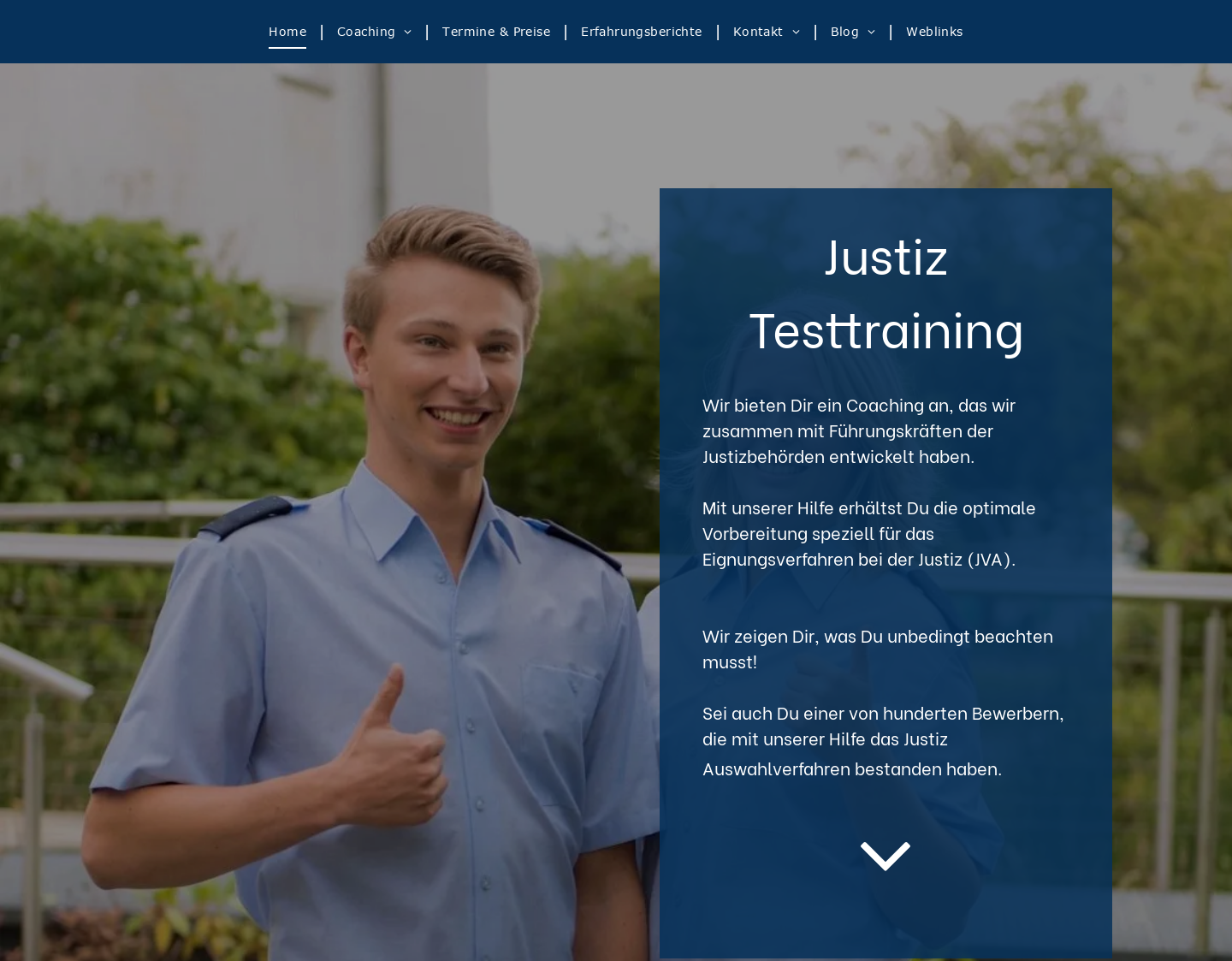 Aktuelle Website-Vorschau von Vorbereitung Justiz Auswahlverfahren