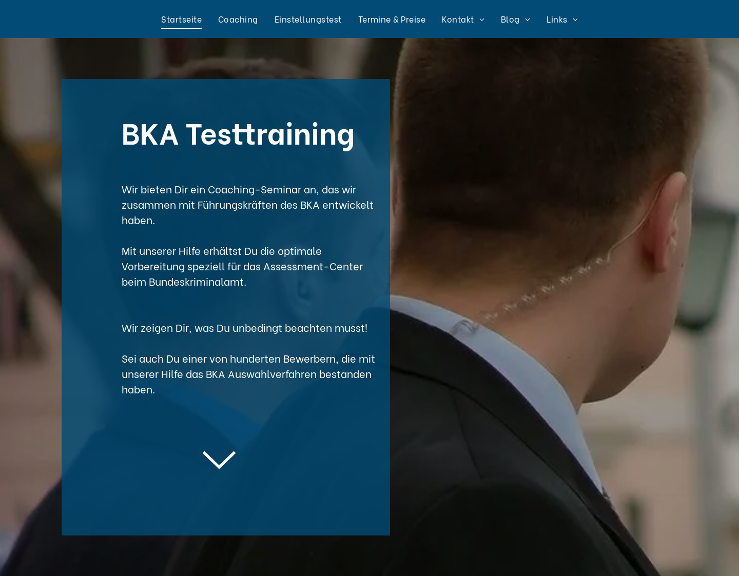 Aktuelle Website-Vorschau von Testtraining für das Auswahlverfahren beim BKA