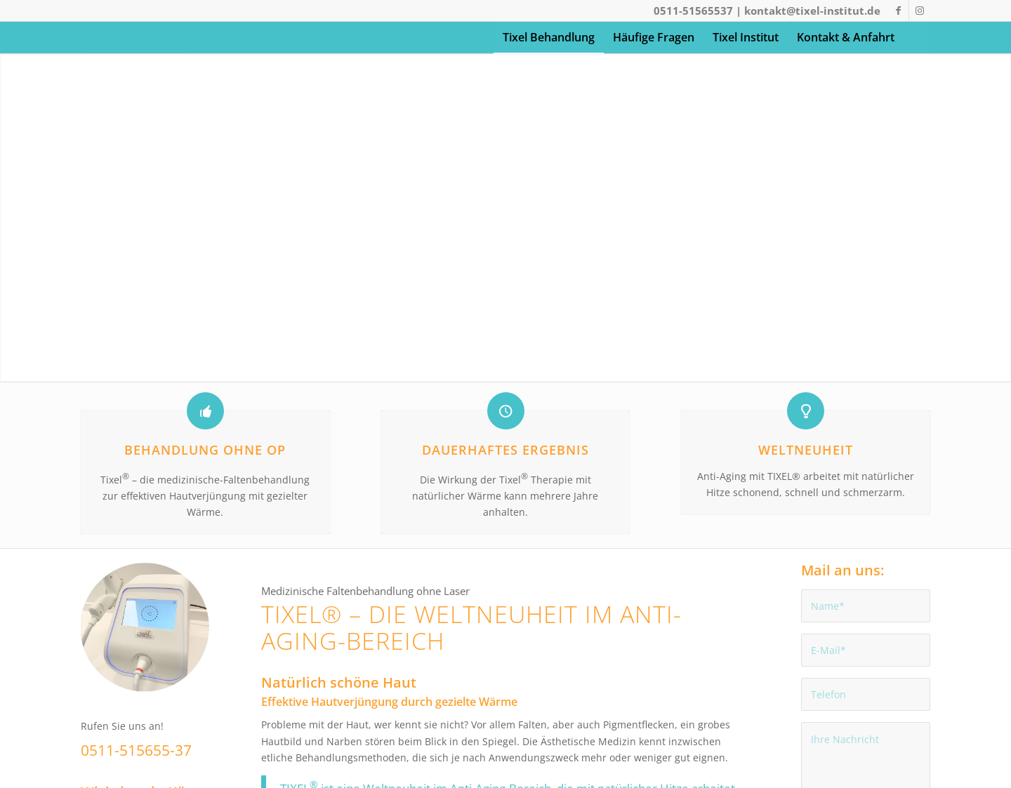 Aktuelle Website-Vorschau von Tixel: Die Anti-Aging Weltneuheit