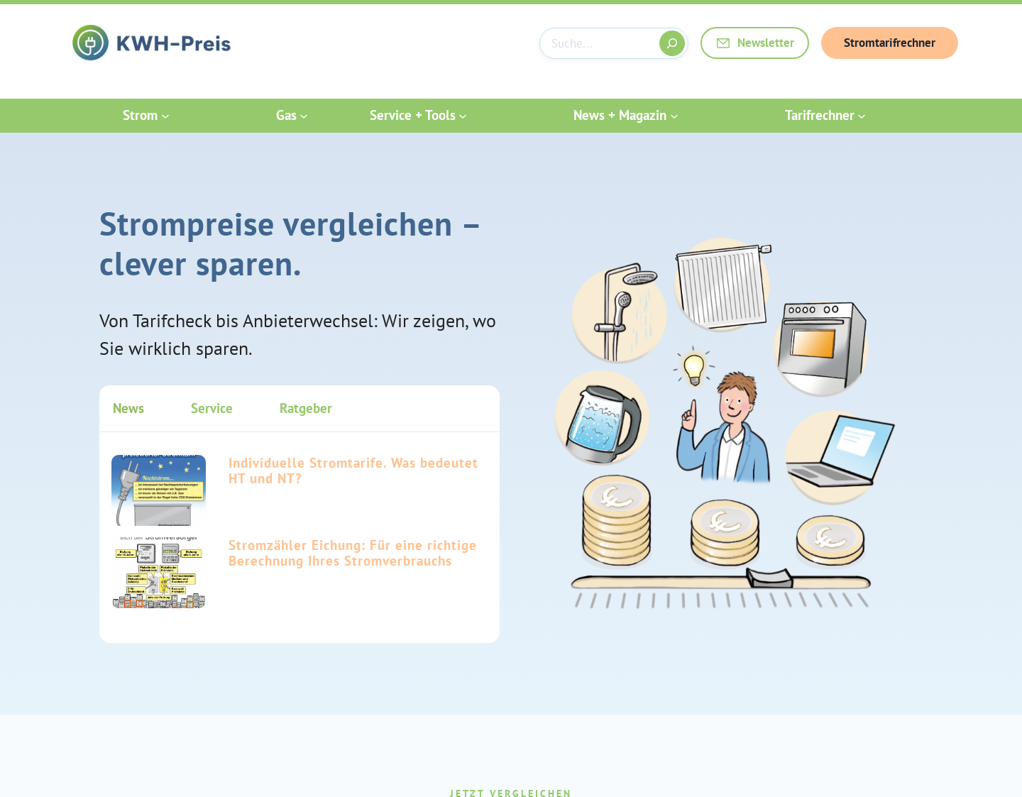 Aktuelle Website-Vorschau von Gaspreis Vergleich
