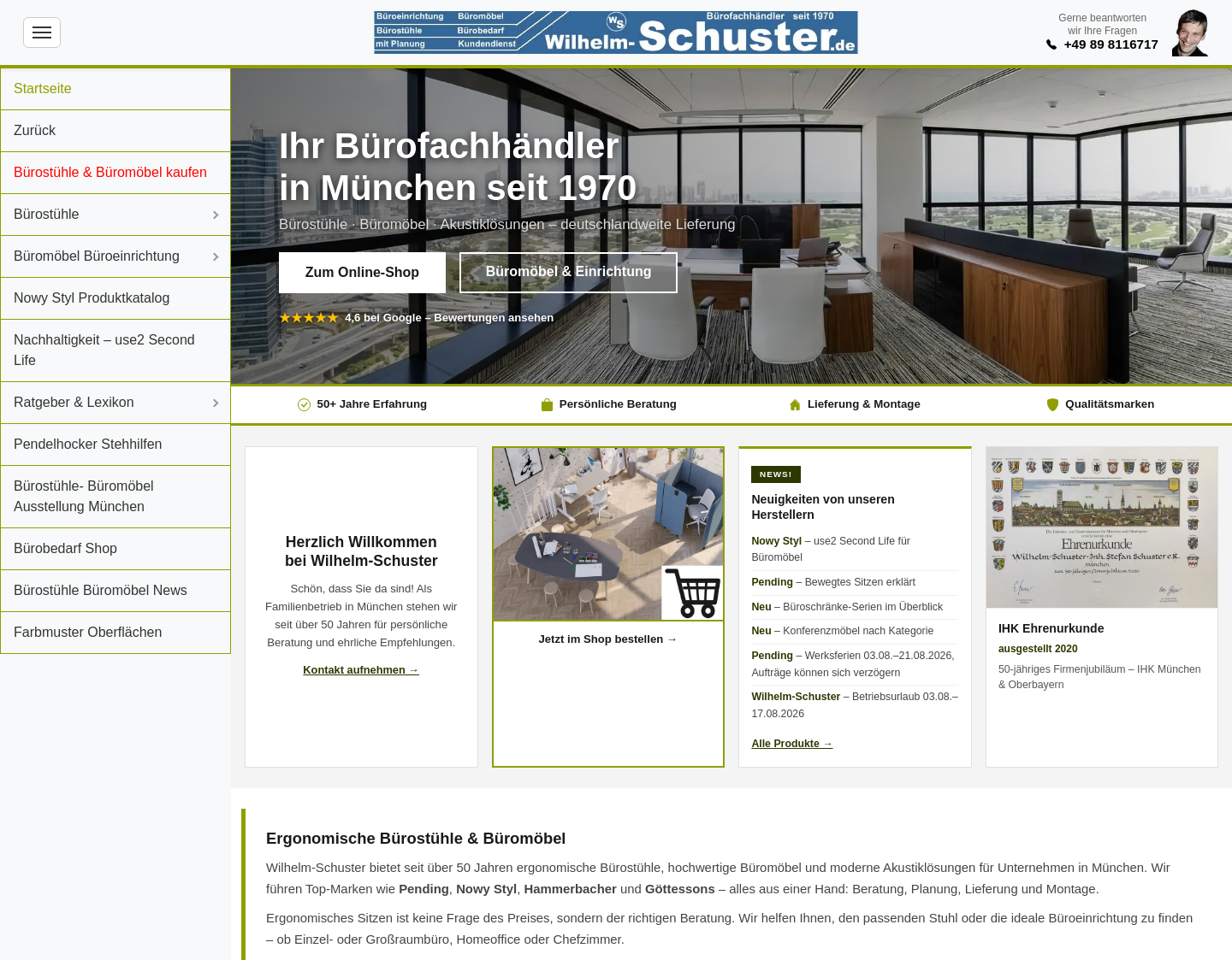 Aktuelle Website-Vorschau von Ergonomische Bürostühle  Büromöbel