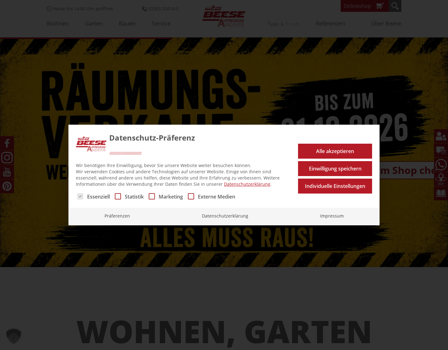 Aktuelle Website-Vorschau von HolzLand Beese