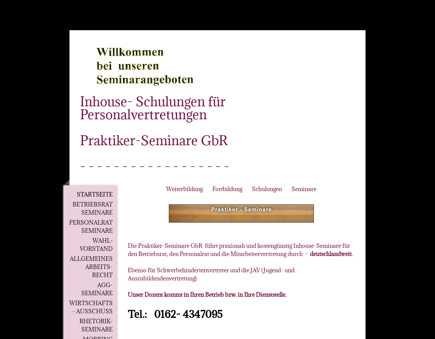 Aktuelle Website-Vorschau von Personalrat - Seminare, Schulungen, Kurse