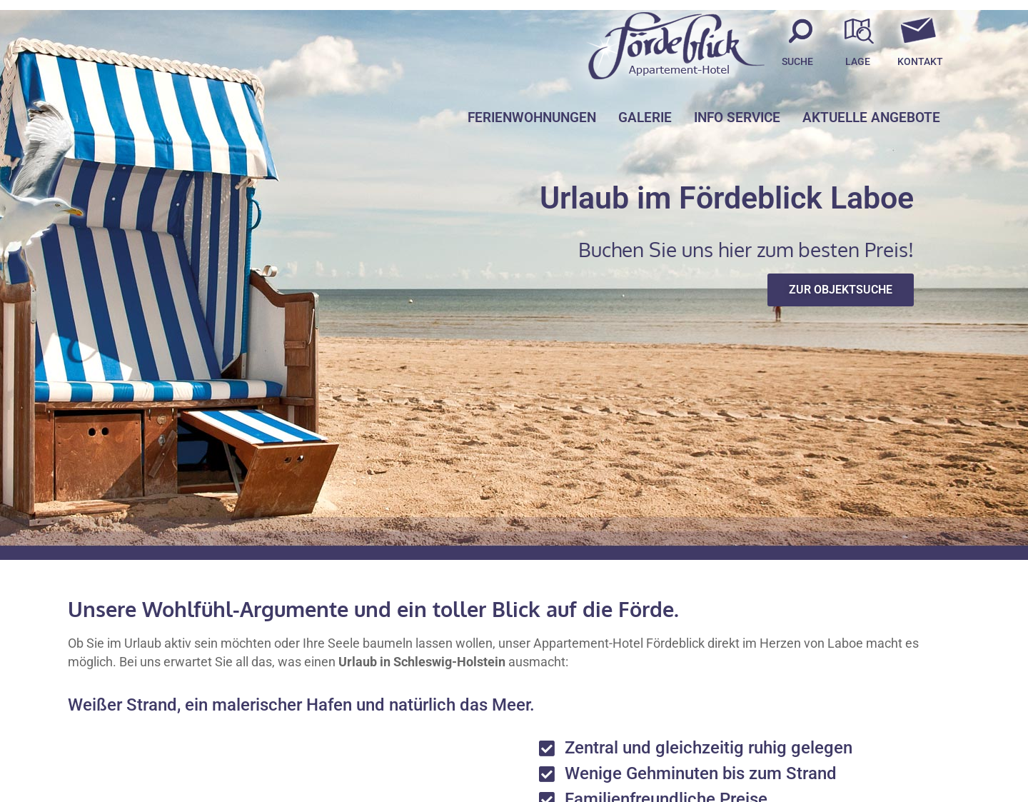 Aktuelle Website-Vorschau von Fördeblick - Fereinwohnung in Laboe