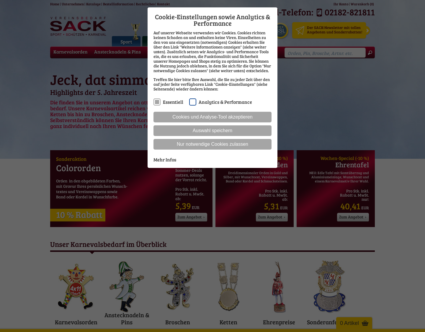 Aktuelle Website-Vorschau von Karnevalsbedarf preiswert vom Spezialisten