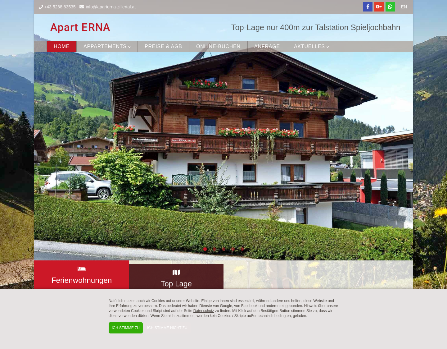 Aktuelle Website-Vorschau von Apart ERNA
