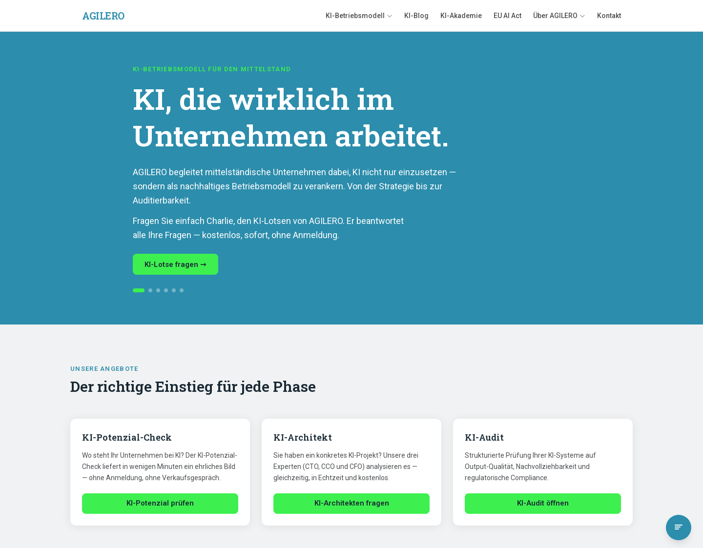 Aktuelle Website-Vorschau von AGILERO | Agentur für Digitale Transformation