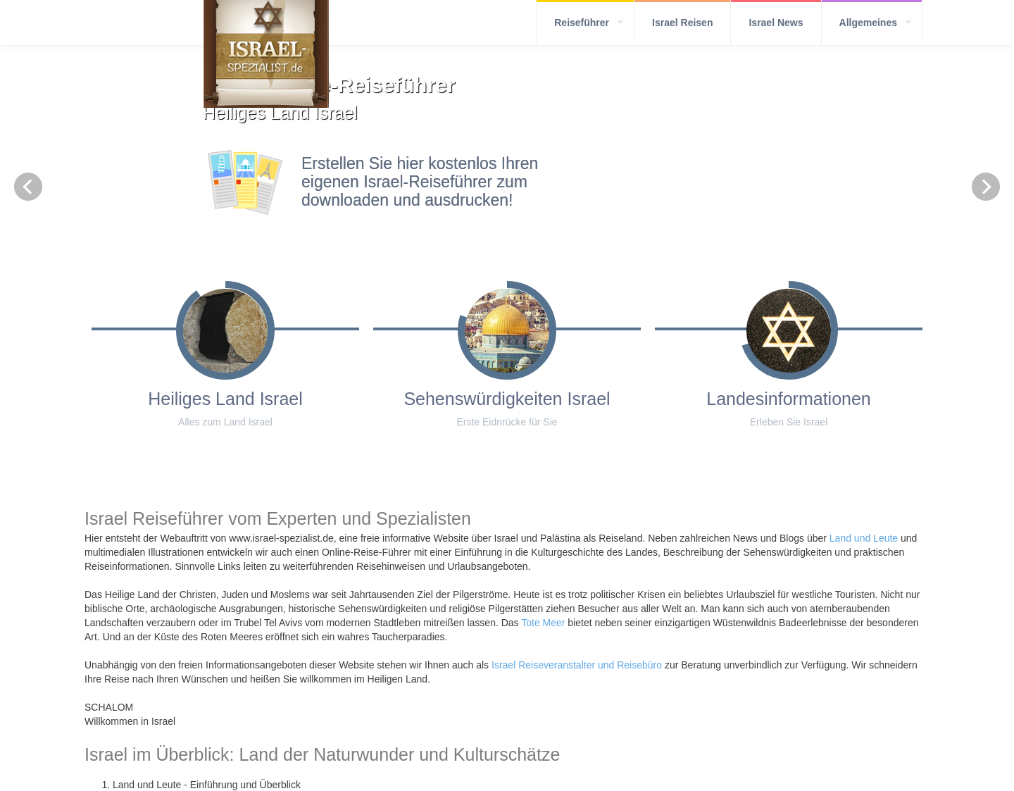 Aktuelle Website-Vorschau von Städte und Regionen in Israel