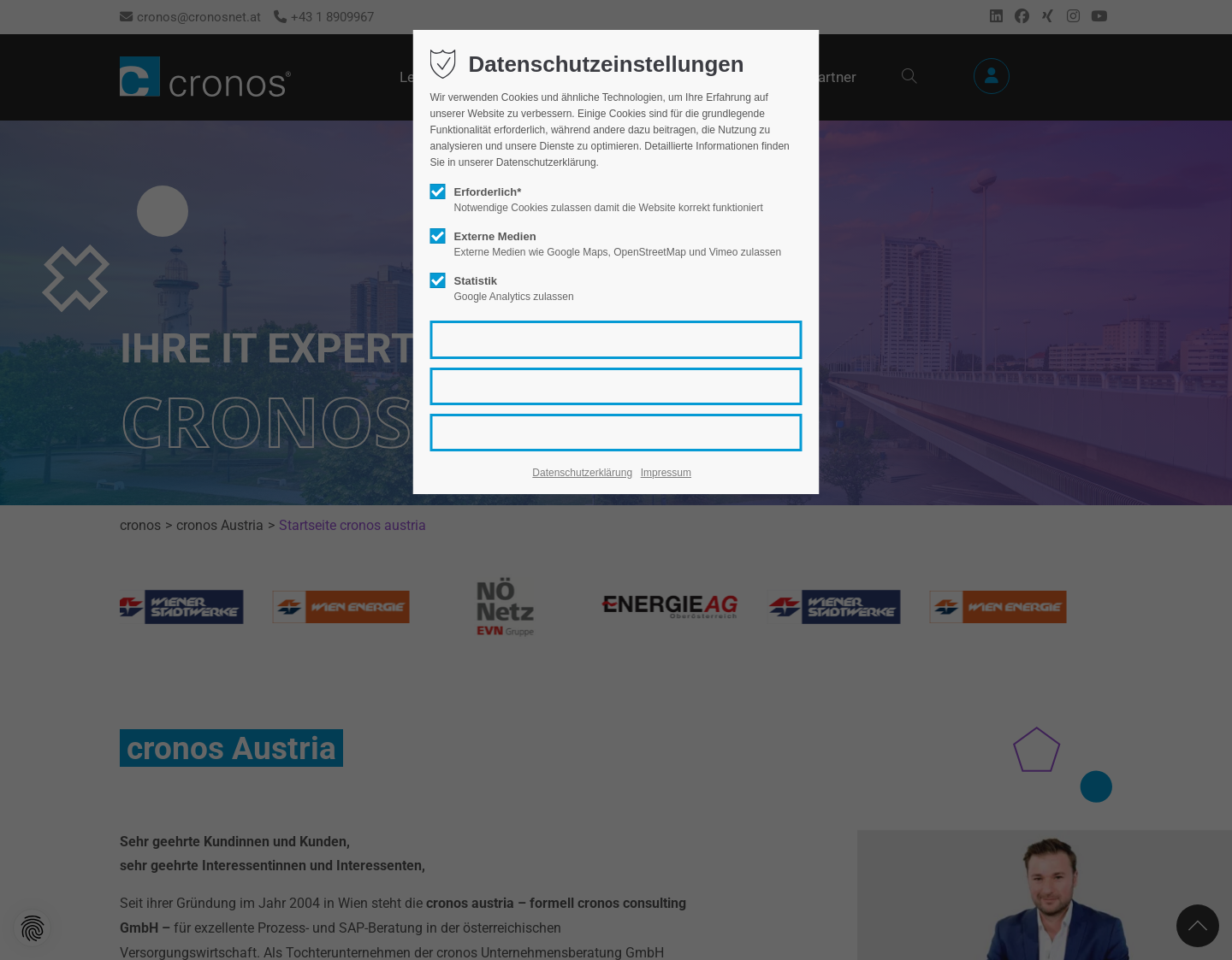 Aktuelle Website-Vorschau von Cronos- Unternehmensberatung