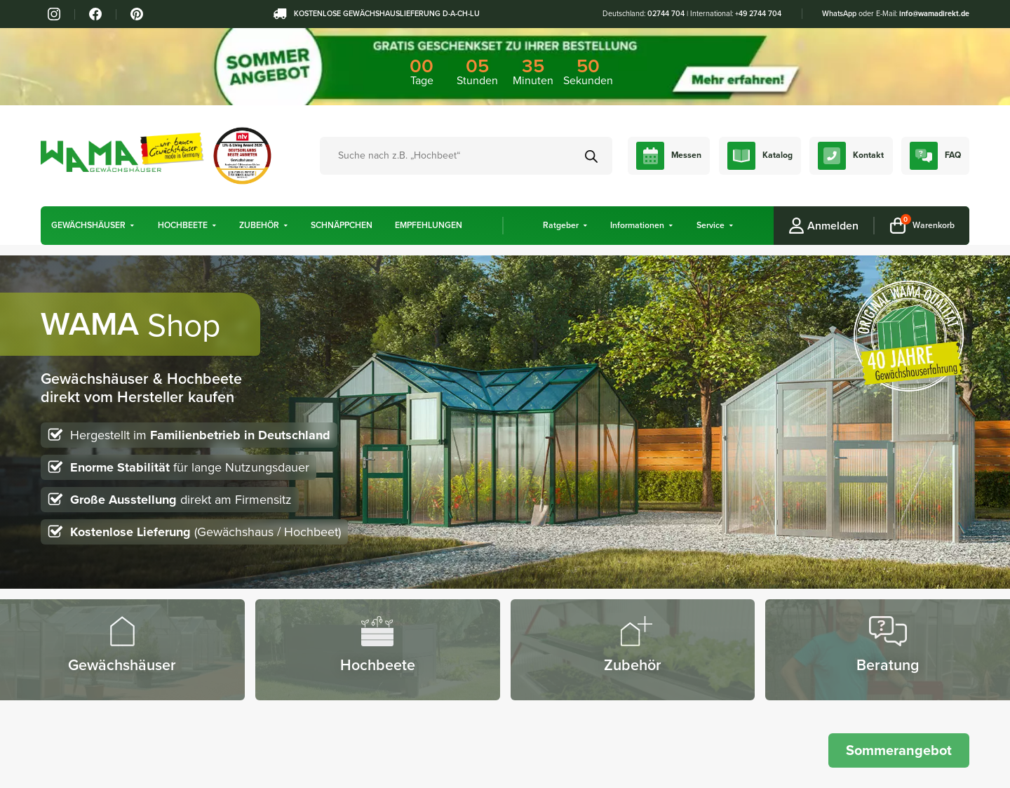 Aktuelle Website-Vorschau von Gewächshaus