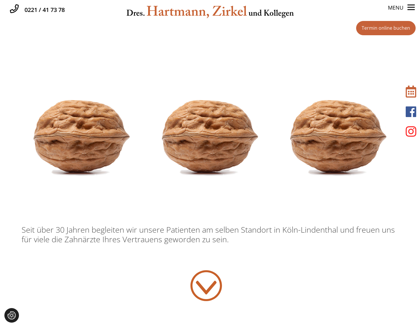 Aktuelle Website-Vorschau von Zahnersatz Köln - Praxis Hartmann & Zirkel