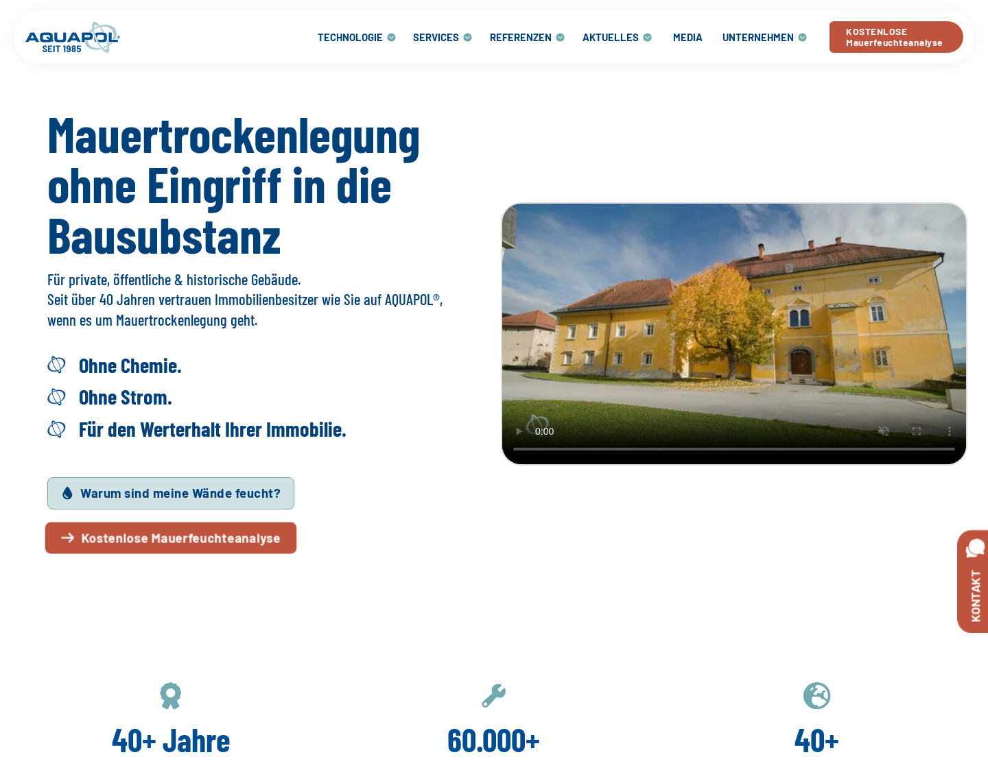 Aktuelle Website-Vorschau von Mauertrockenlegung ohne Schneiden