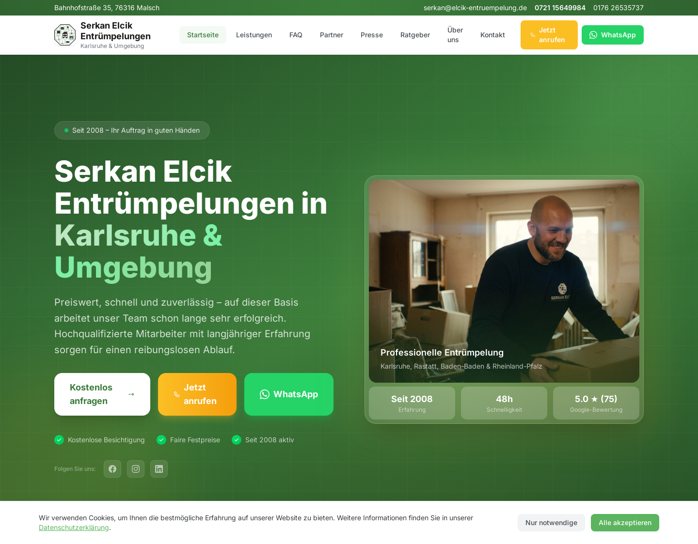 Aktuelle Website-Vorschau von Serkan Elcik Entruempelungen