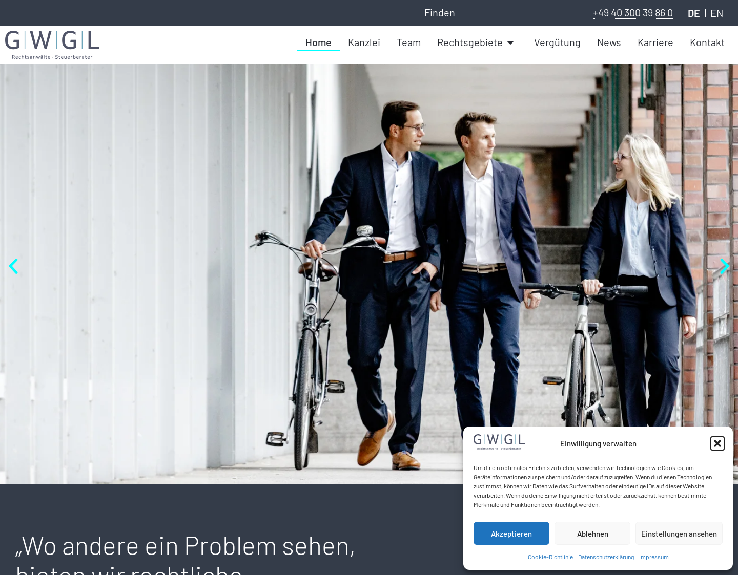 Aktuelle Website-Vorschau von GWGL Rechtsanwälte und Steuerberater