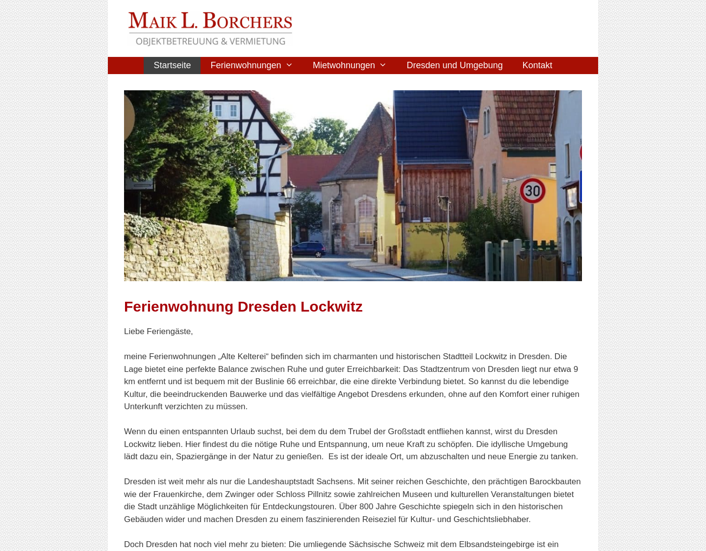 Aktuelle Website-Vorschau von Ferienwohnung Dresden - Maik L. Borchers