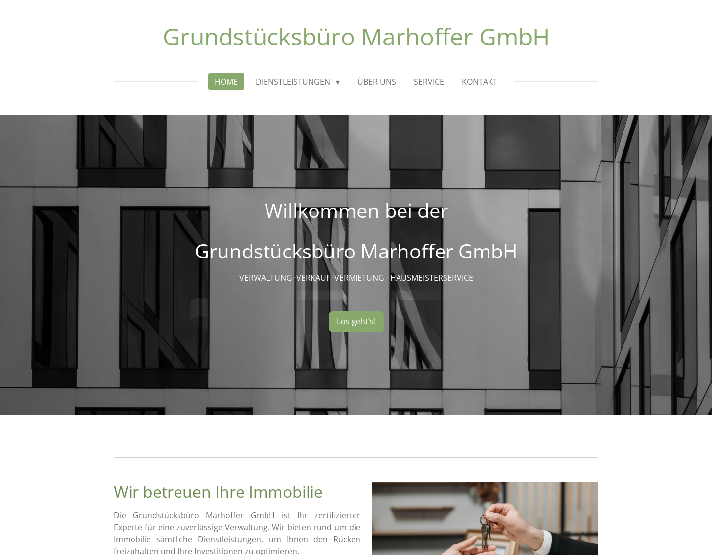 Aktuelle Website-Vorschau von Grundstücksbüro Marhoffer GmbH