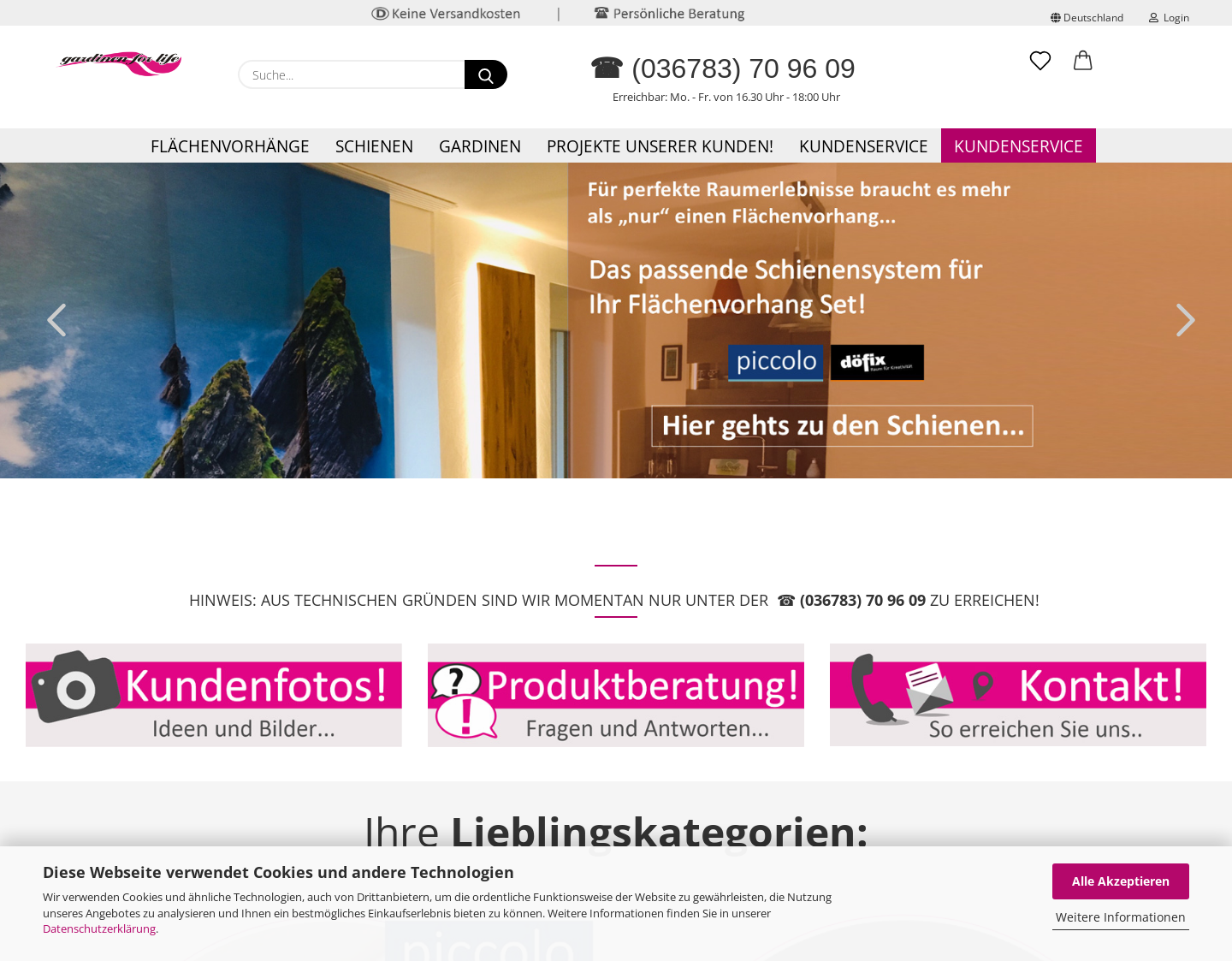 Aktuelle Website-Vorschau von Onlineshop für Heimtextilien