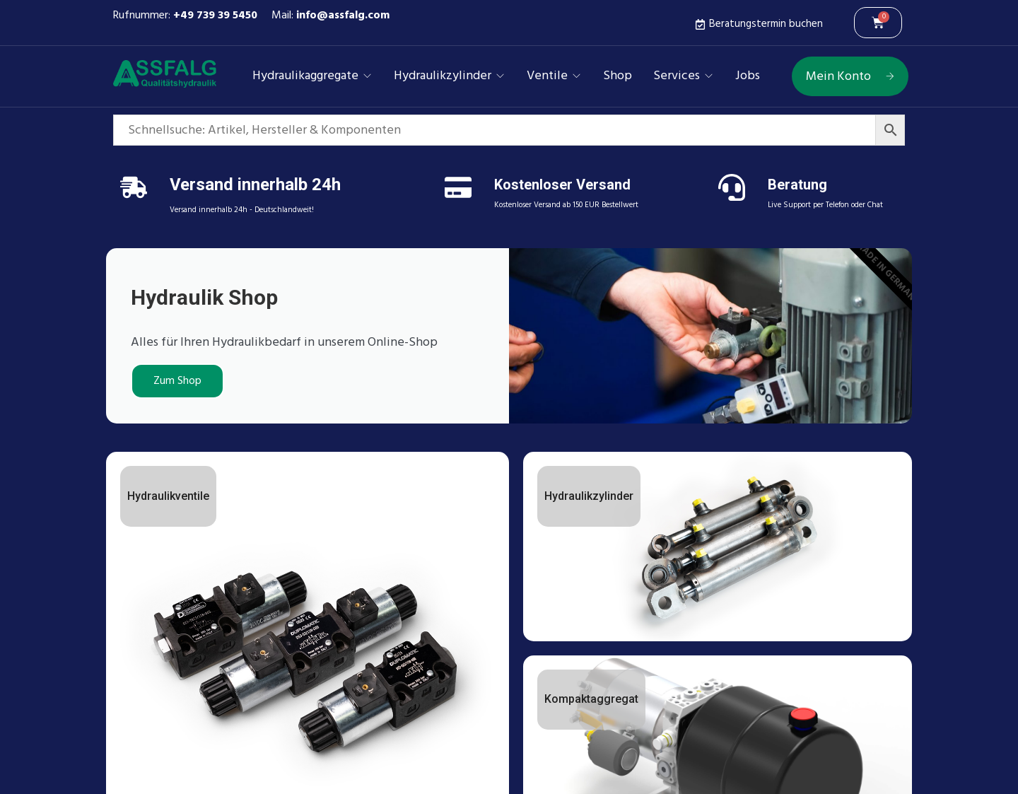 Aktuelle Website-Vorschau von Hydraulik von ASSFALG Qualitätshydraulik